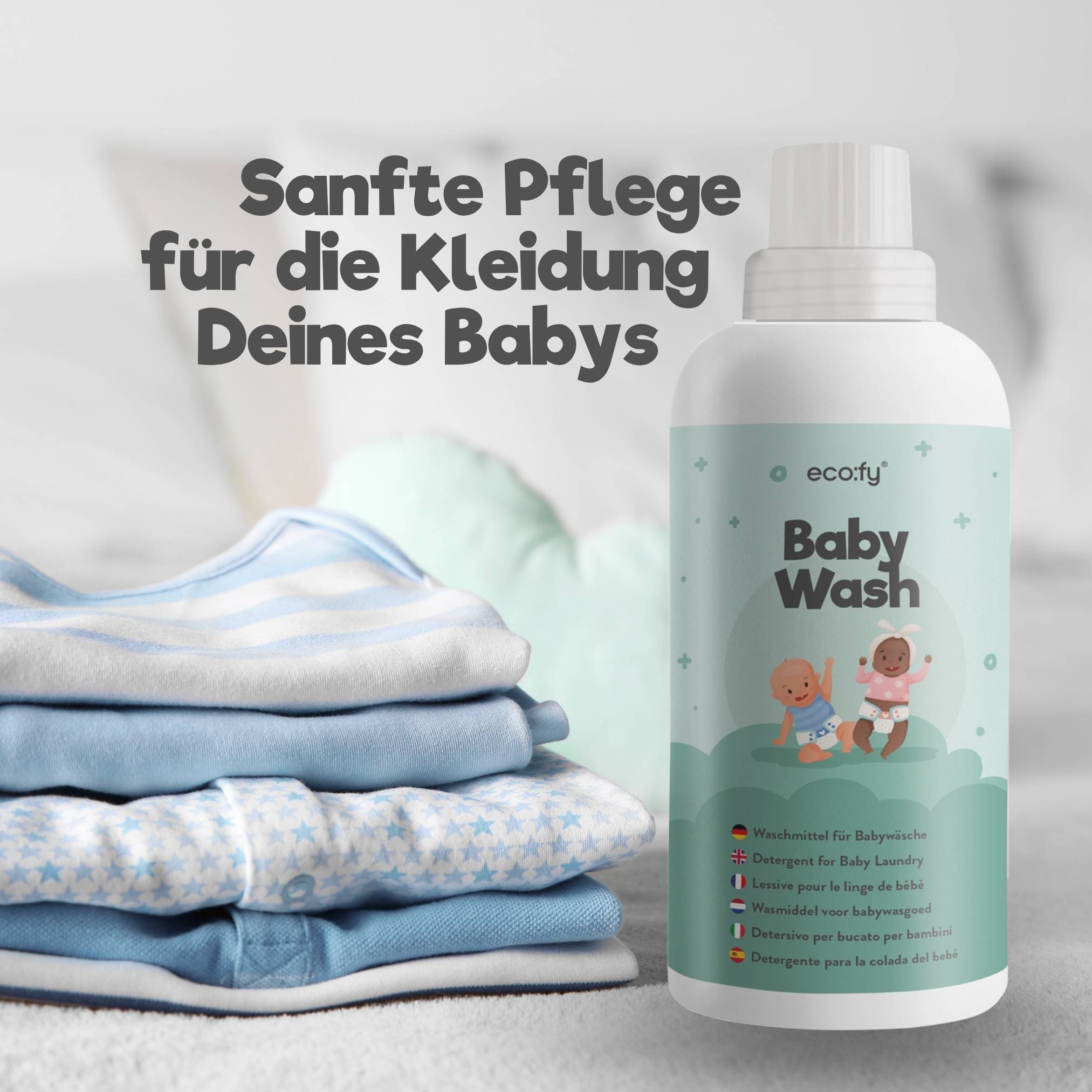 eco:fy Waschmittel für Babywäsche - sensitiv, pflanzenbasiert, ohne Farb- & Duftstoffe