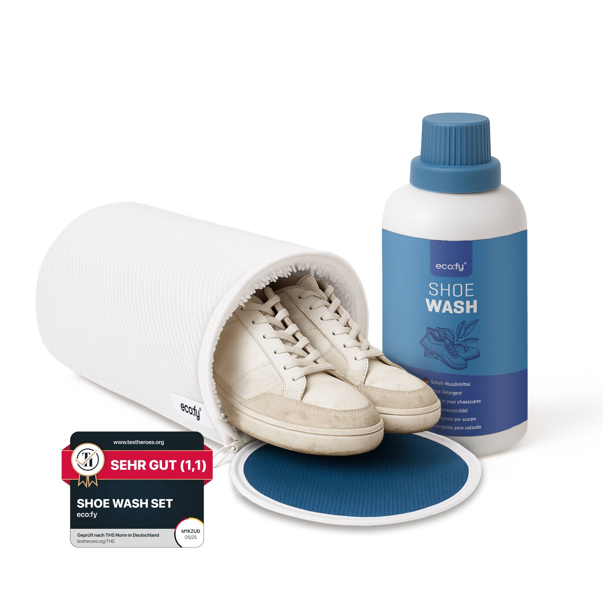 eco:fy Schuhwasch-Set - Spezialwaschmittel und Waschnetz