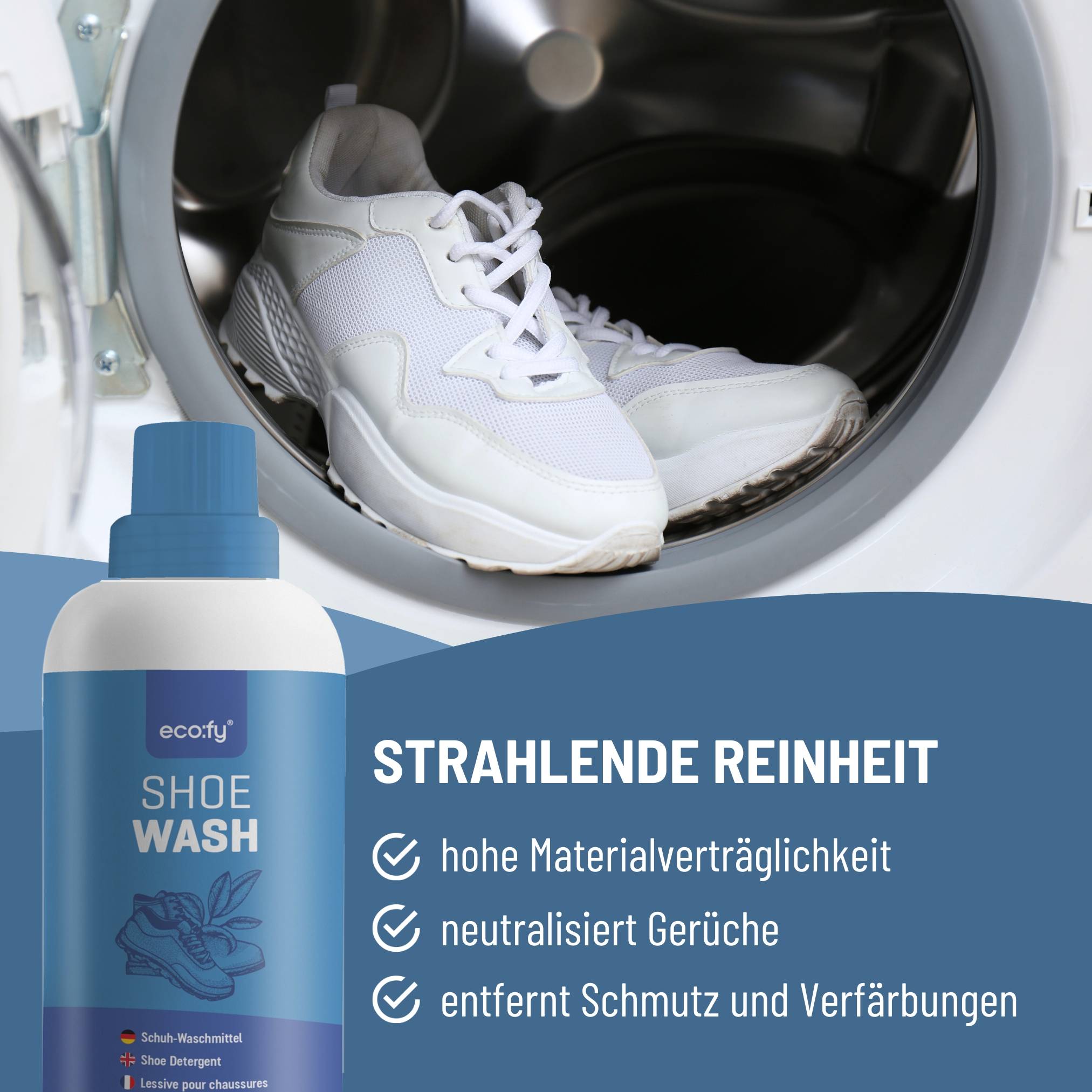 eco:fy Schuhwasch-Set - Spezialwaschmittel und Waschnetz