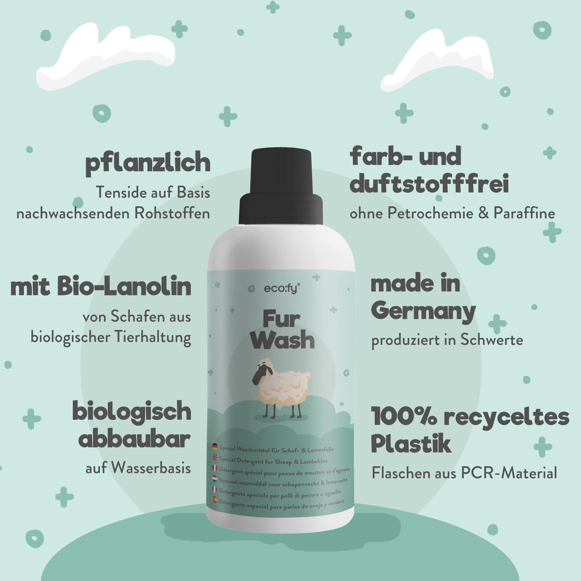 eco:fy Spezial Fell-Waschmittel - Waschmittel mit Lanolin für Schaf- & Lammfelle
