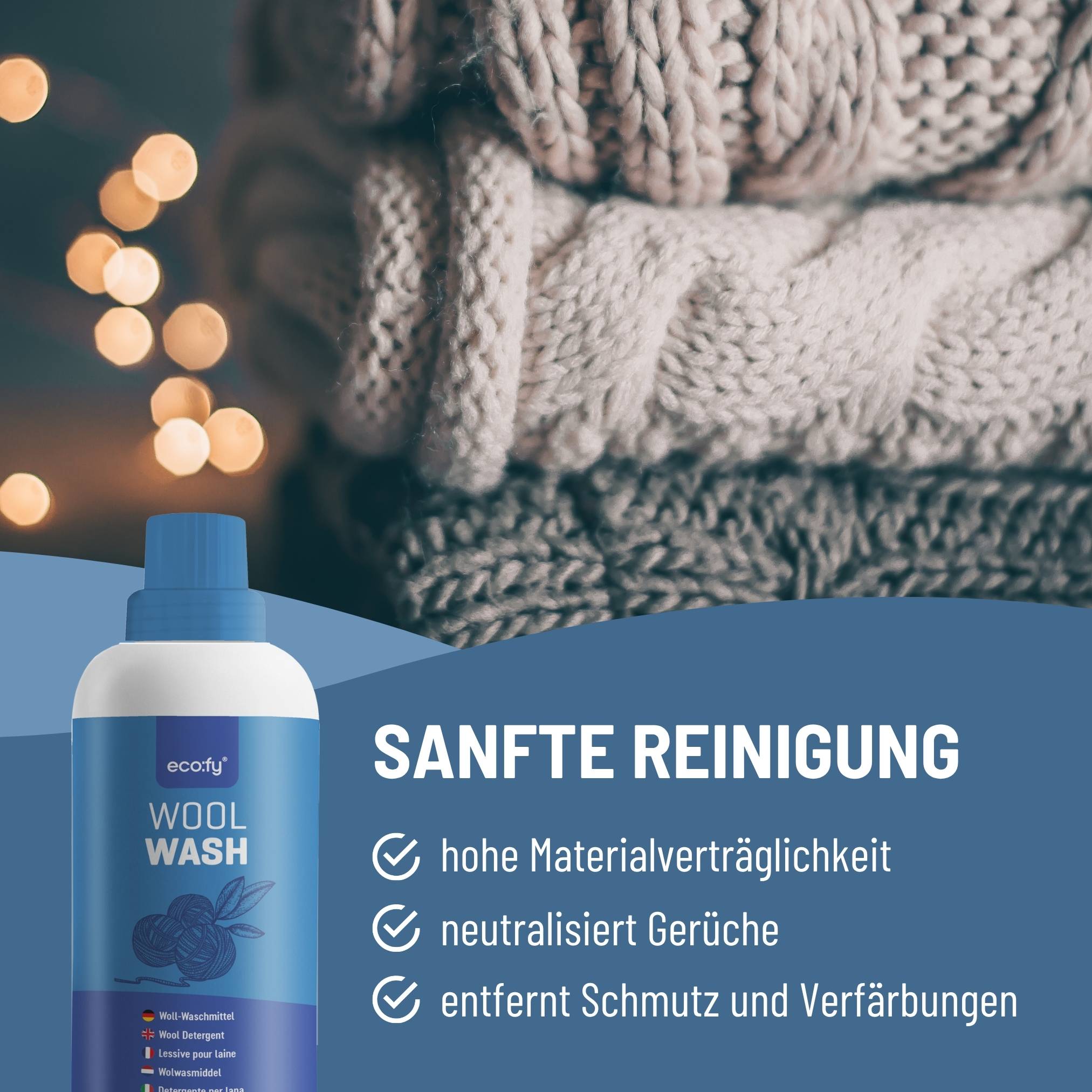 eco:fy Wollwaschmittel - Waschmittel mit Lanolin für Wolle, Seide, Felle, Wollwalk