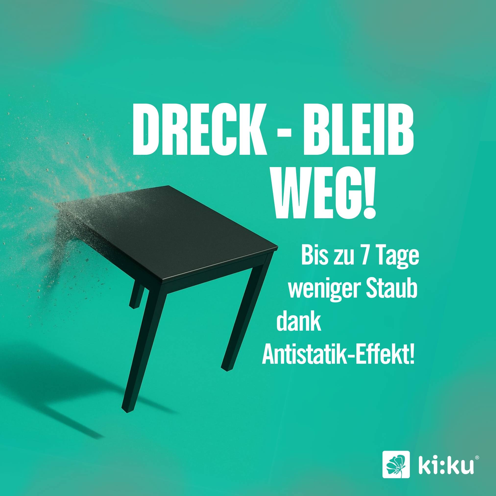 ki:ku Staub Stopper - reduziert Staubablagerungen auf glatten Oberflächen