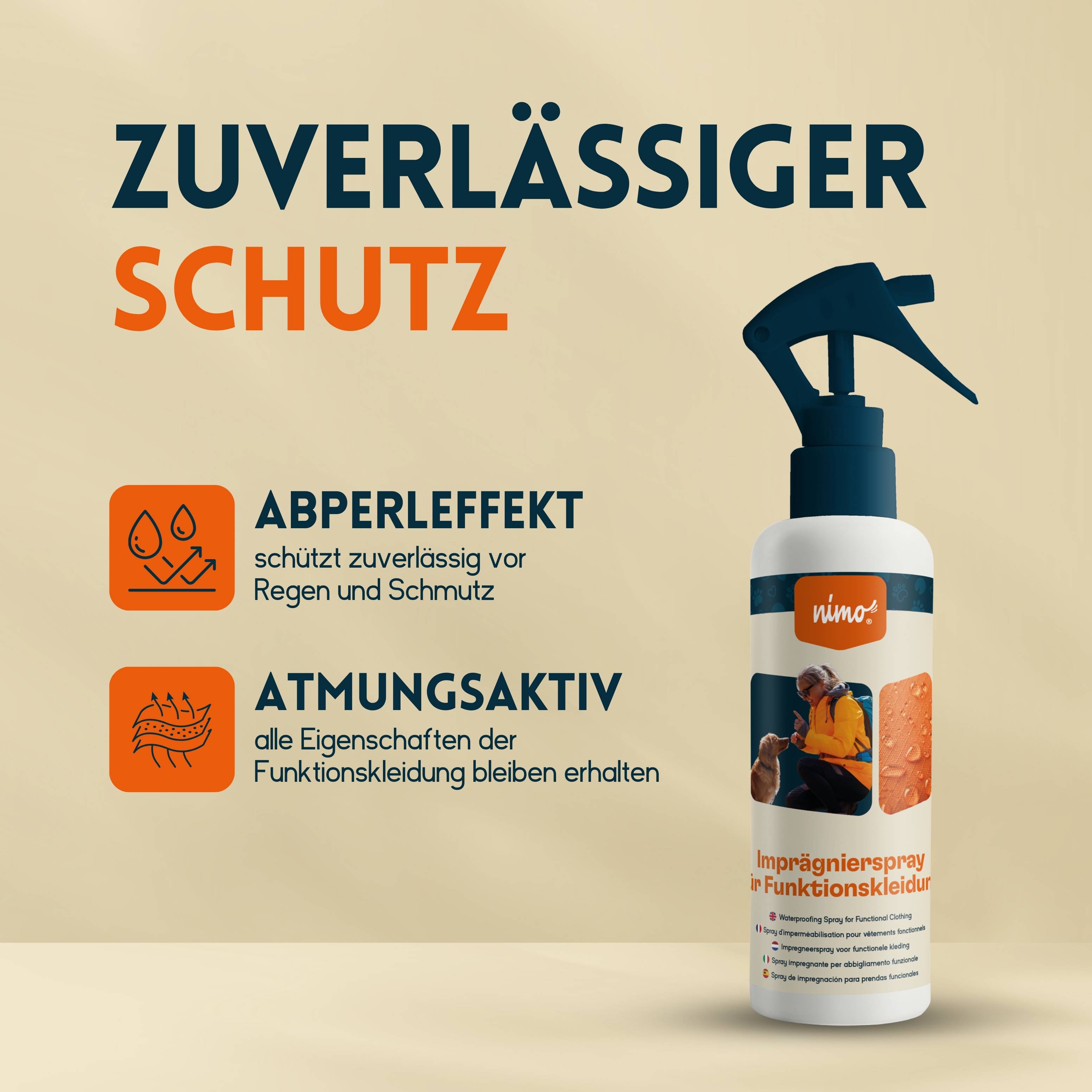 nimo Imprägnierspray für Funktionskleidung - Versiegelung zum Schutz gegen Nässe & Schmutz
