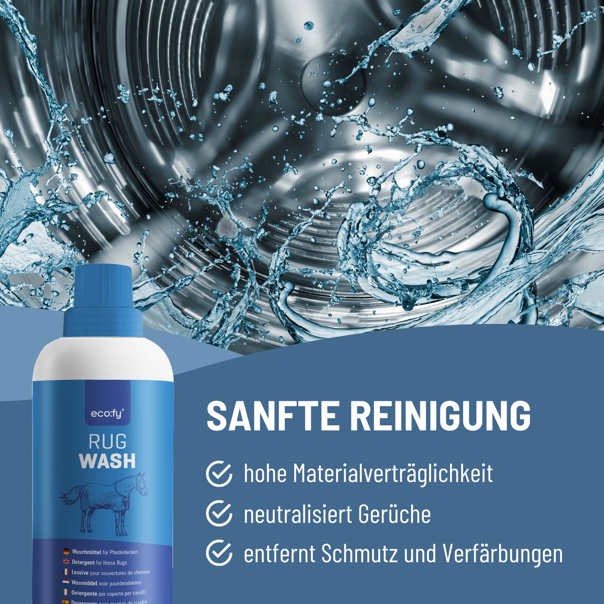 eco:fy Pferdedecken Waschmittel - Rug Wash, Deckenwaschmittel für Synthetik & Baumwolle