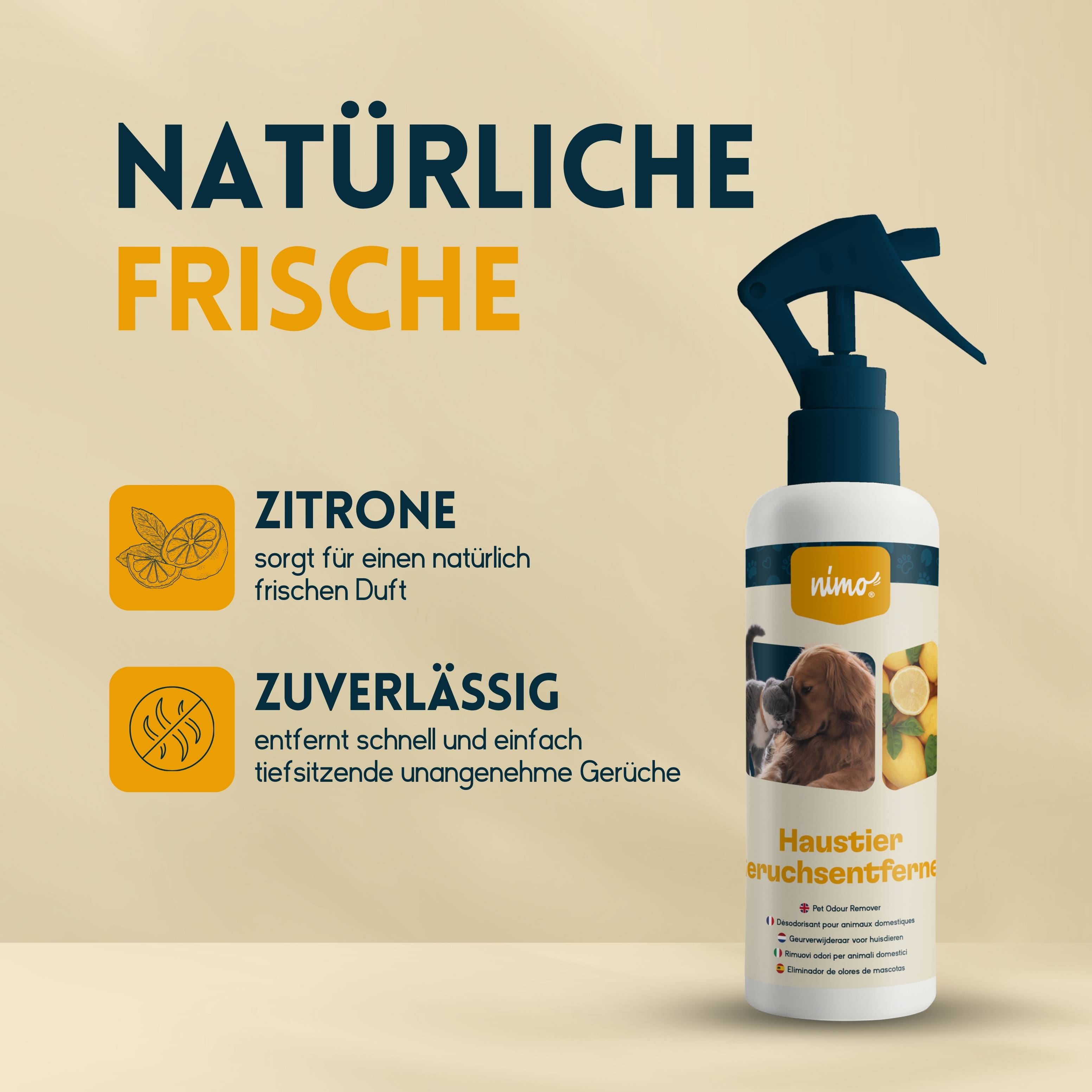 nimo Haustier Geruchsentferner - Neutralisierendes Spray gegen Gerüche im Hauhalt