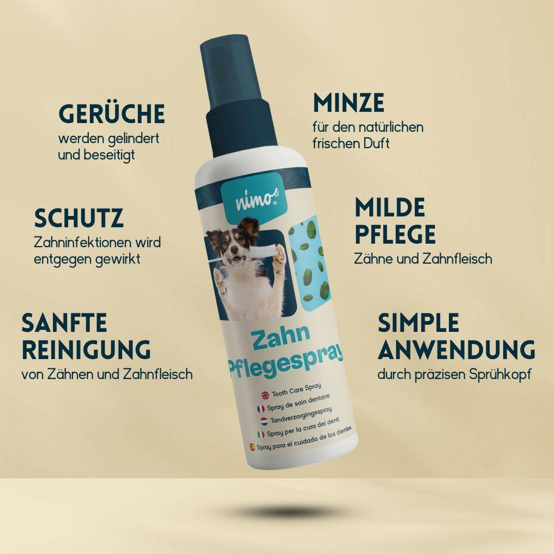 nimo Zahnpflegespray - Dentalspray für Hunde, Katzen & Haustiere mit Minze