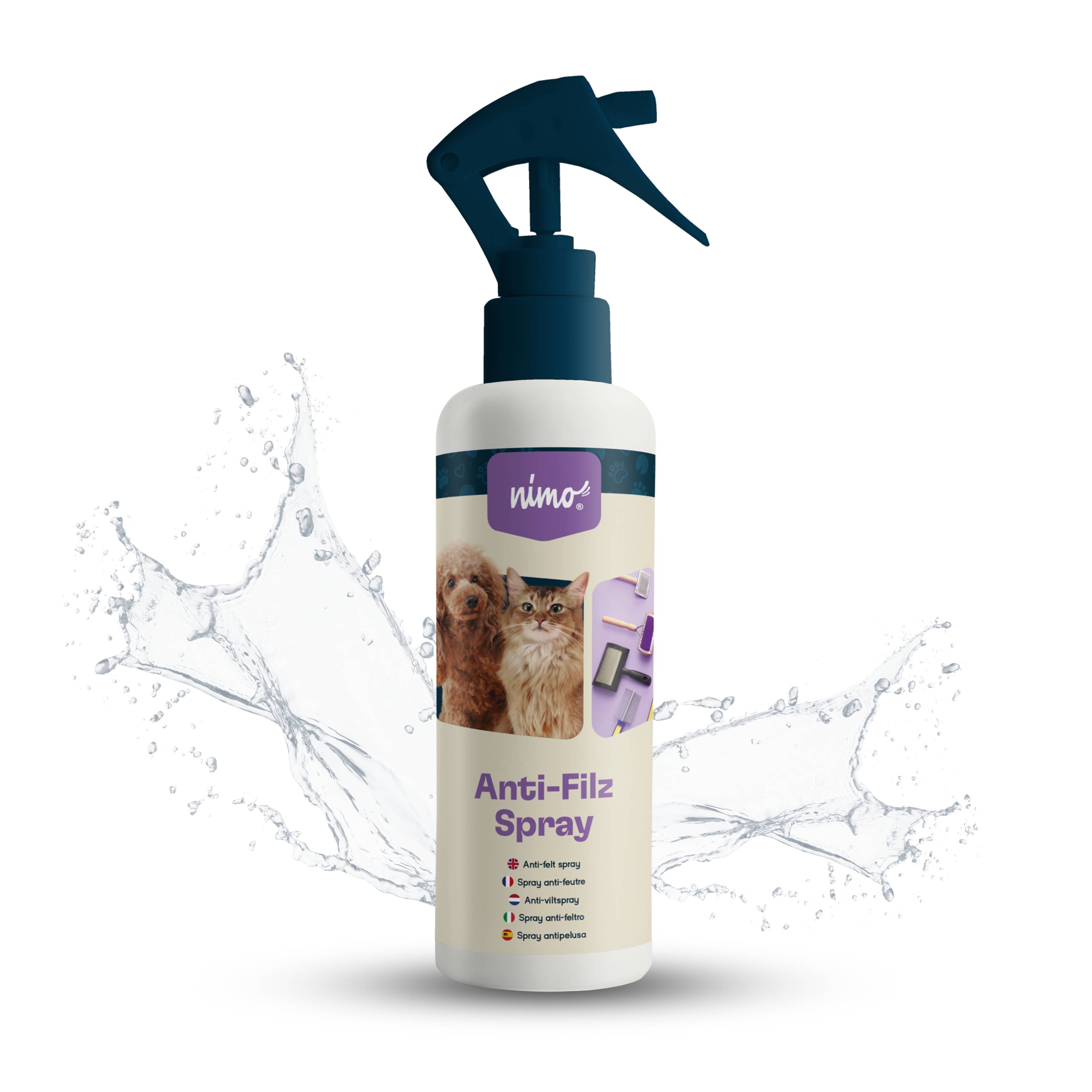 nimo Anti Filz Spray für Hunde, Katzen - löst verfilztes Fell und erleichtert Kämmbarkeit