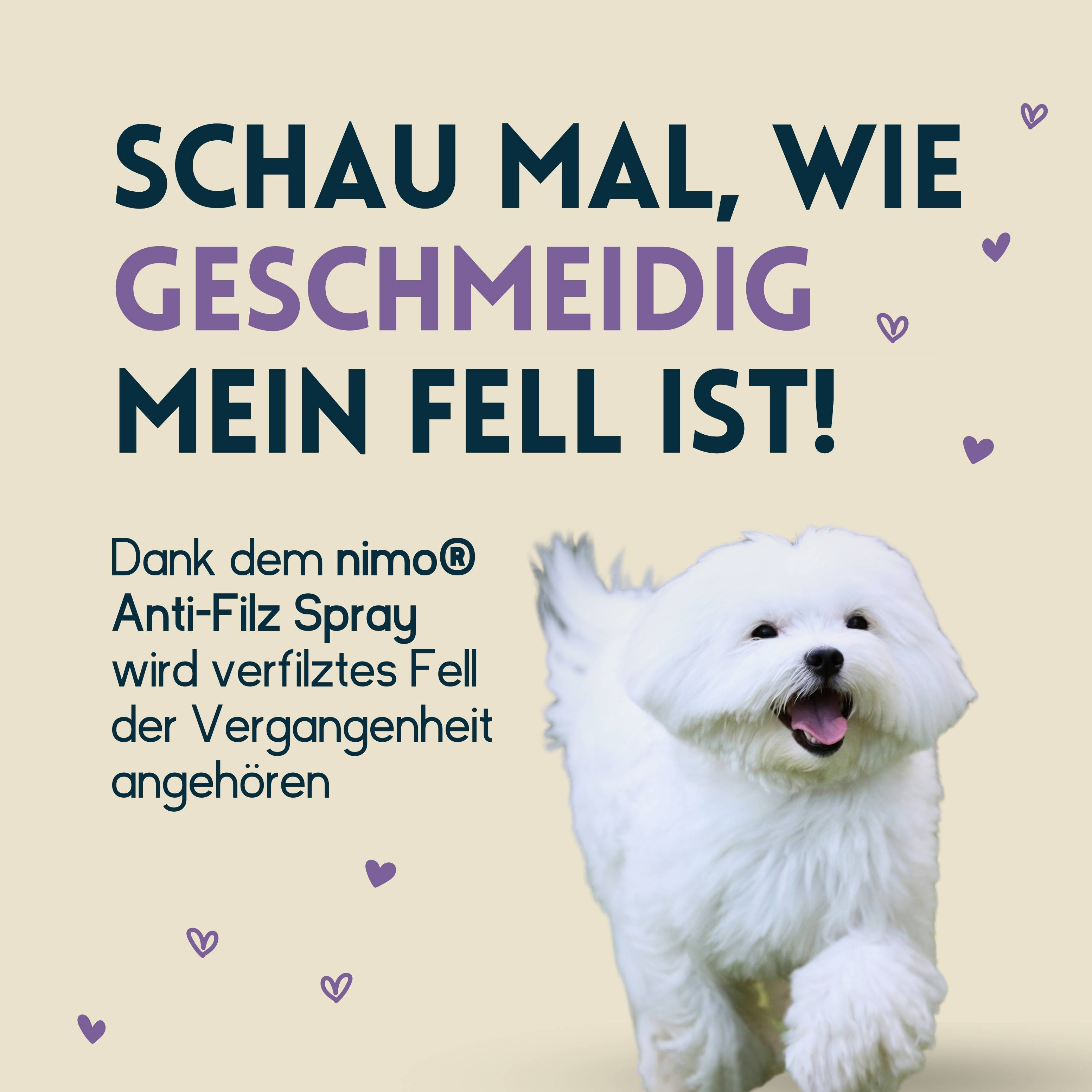 nimo Anti Filz Spray für Hunde, Katzen - löst verfilztes Fell und erleichtert Kämmbarkeit