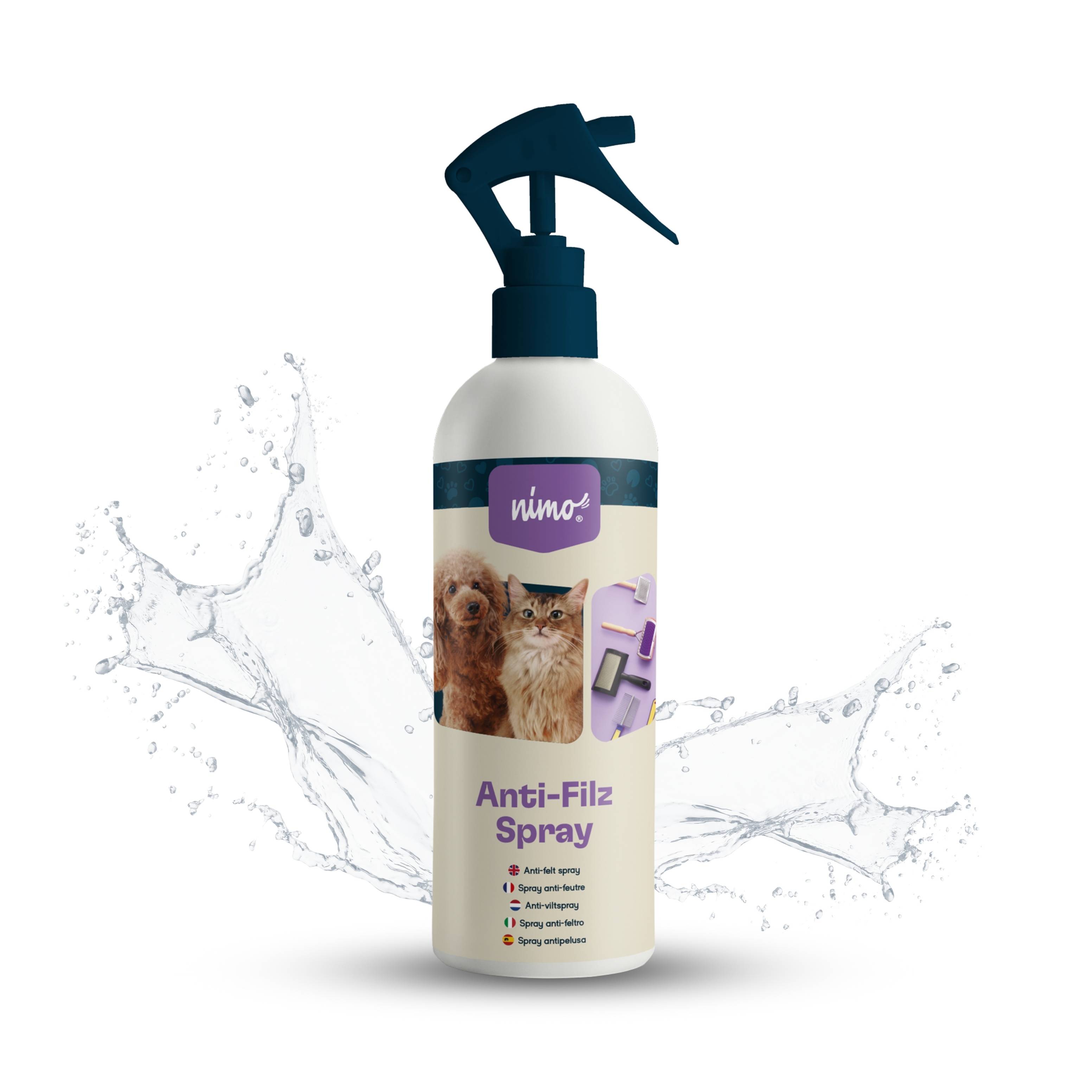 nimo Anti Filz Spray für Hunde, Katzen - löst verfilztes Fell und erleichtert Kämmbarkeit