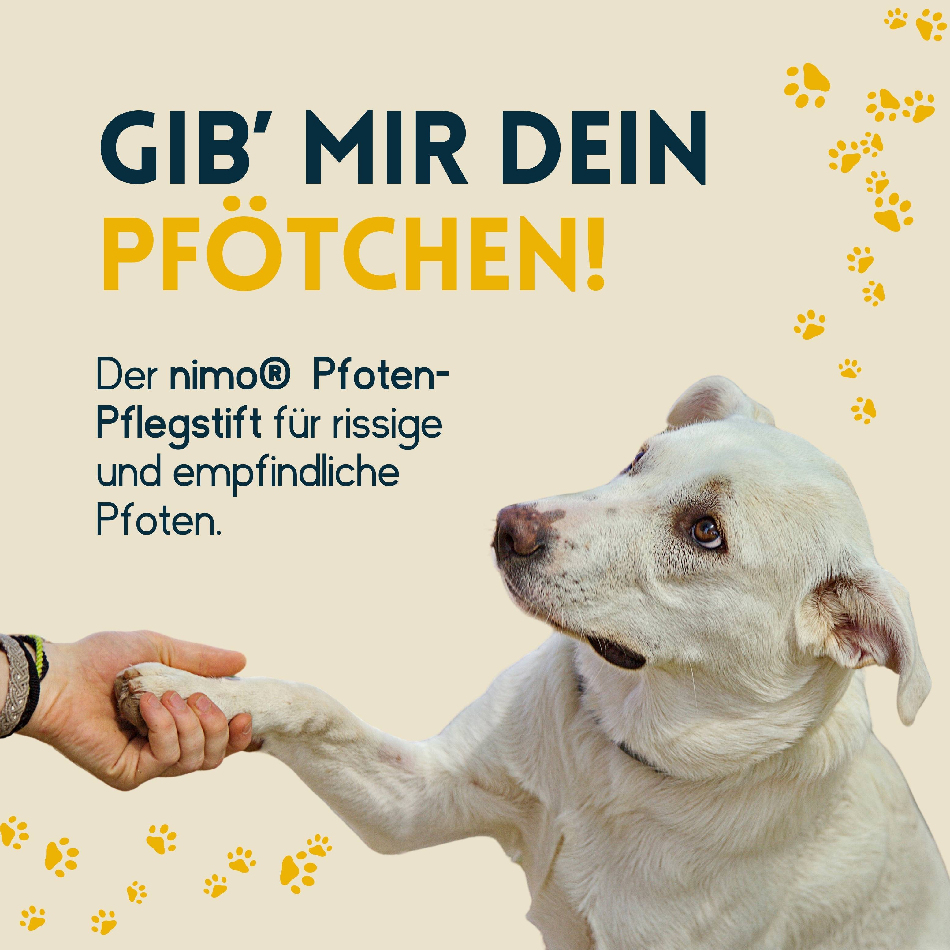 nimo Pfoten Pflegestift - Pfotenbalsam mit Bienenwachs & Propolis zum Schutz & zur Pflege von Pfoten