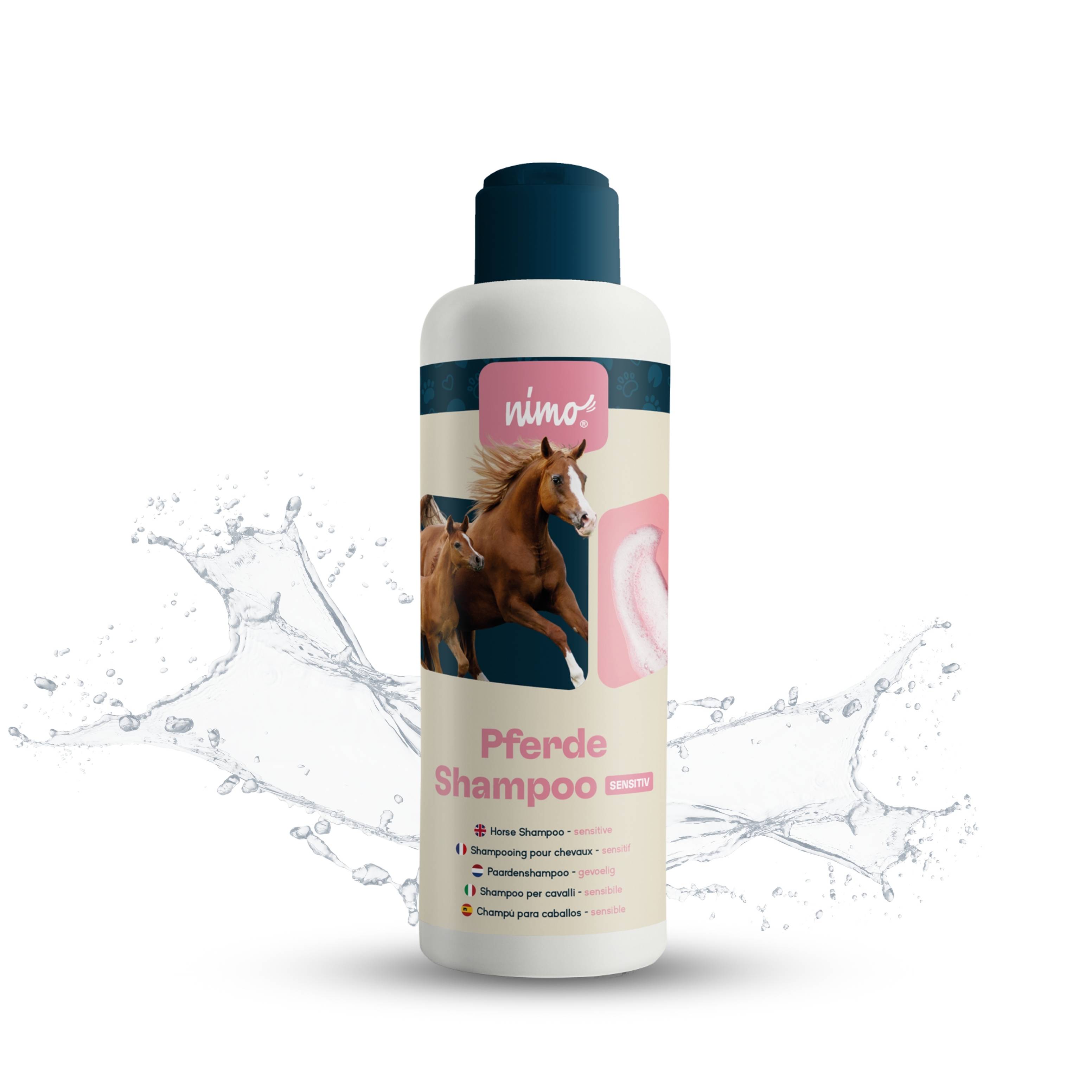 nimo Pferde Shampoo sensitiv - ohne Duftstoffe & pH-Neutral für alle Rassen