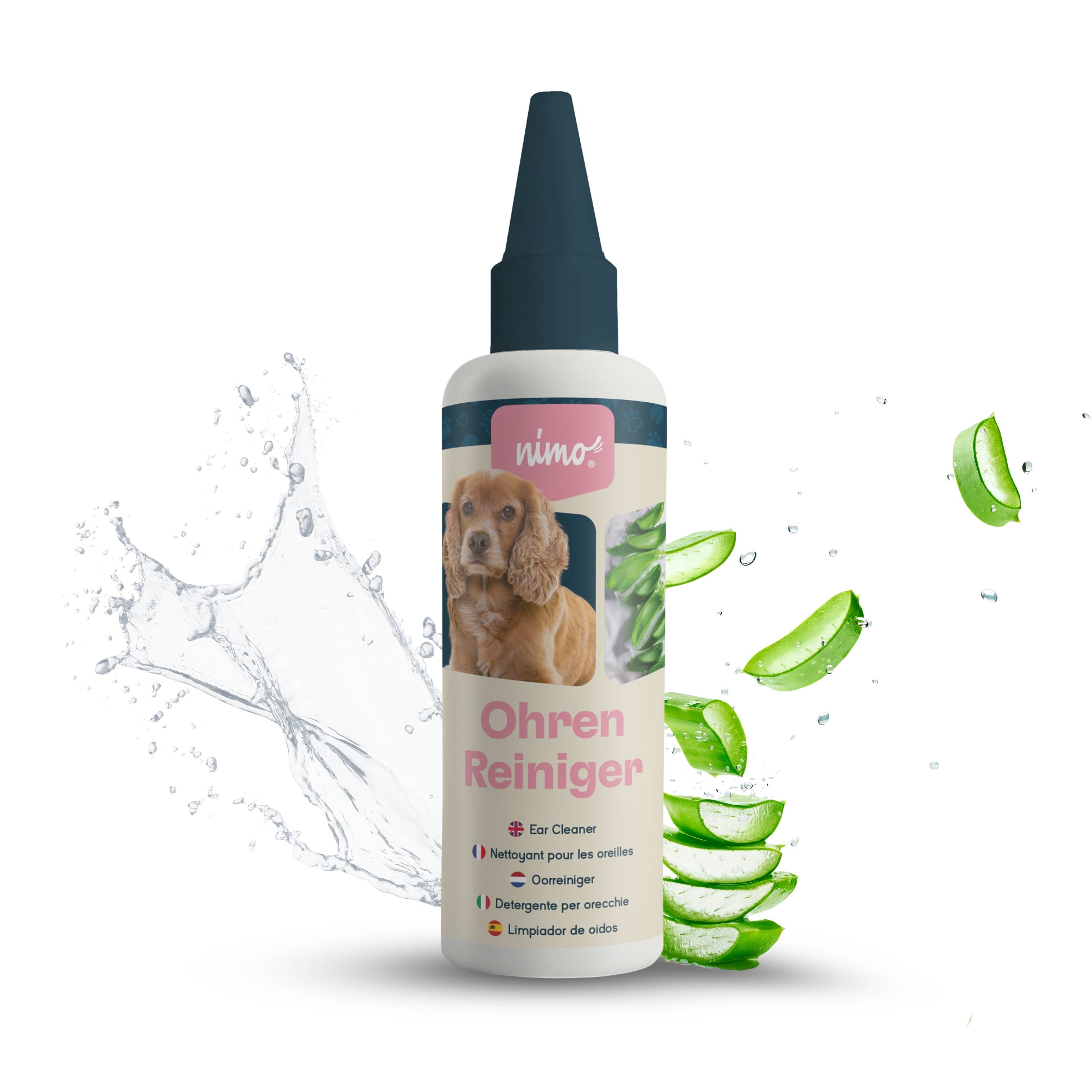 nimo Ohrenreiniger - für Hunde, Katzen & Haustiere mit Aloe Vera & Panthenol