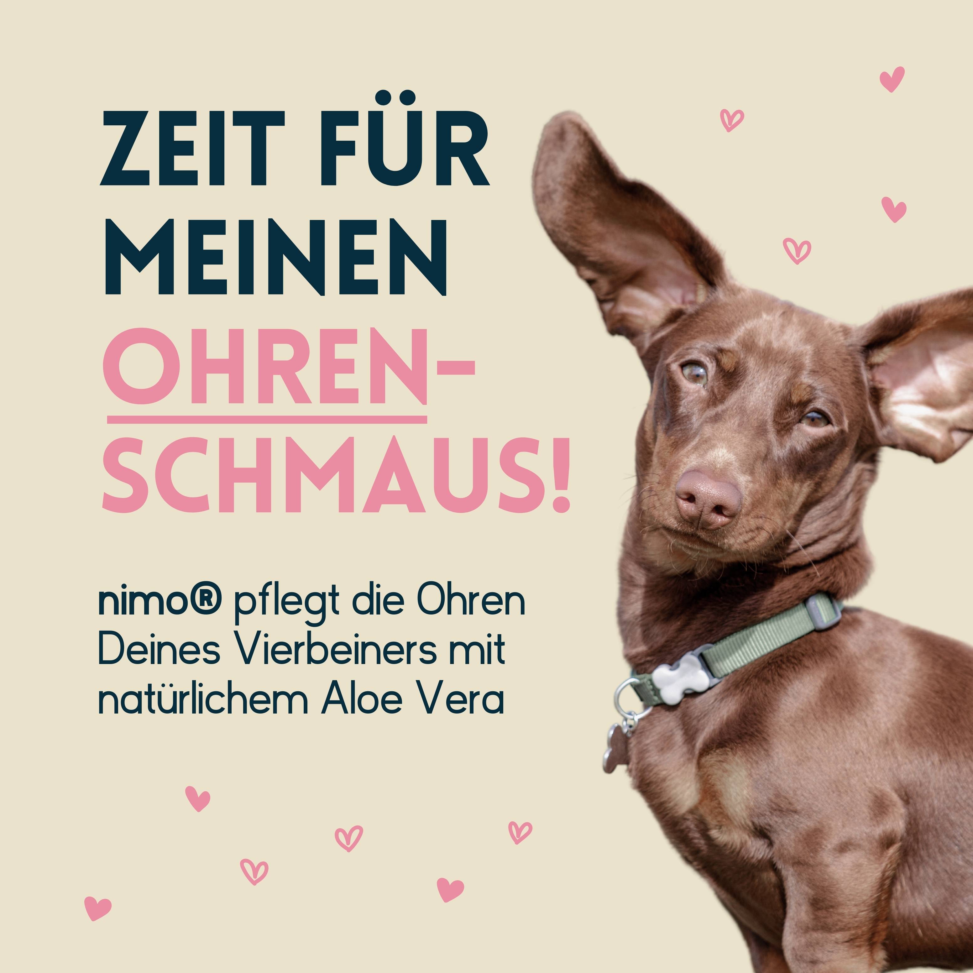 nimo Ohrenreiniger - für Hunde, Katzen & Haustiere mit Aloe Vera & Panthenol