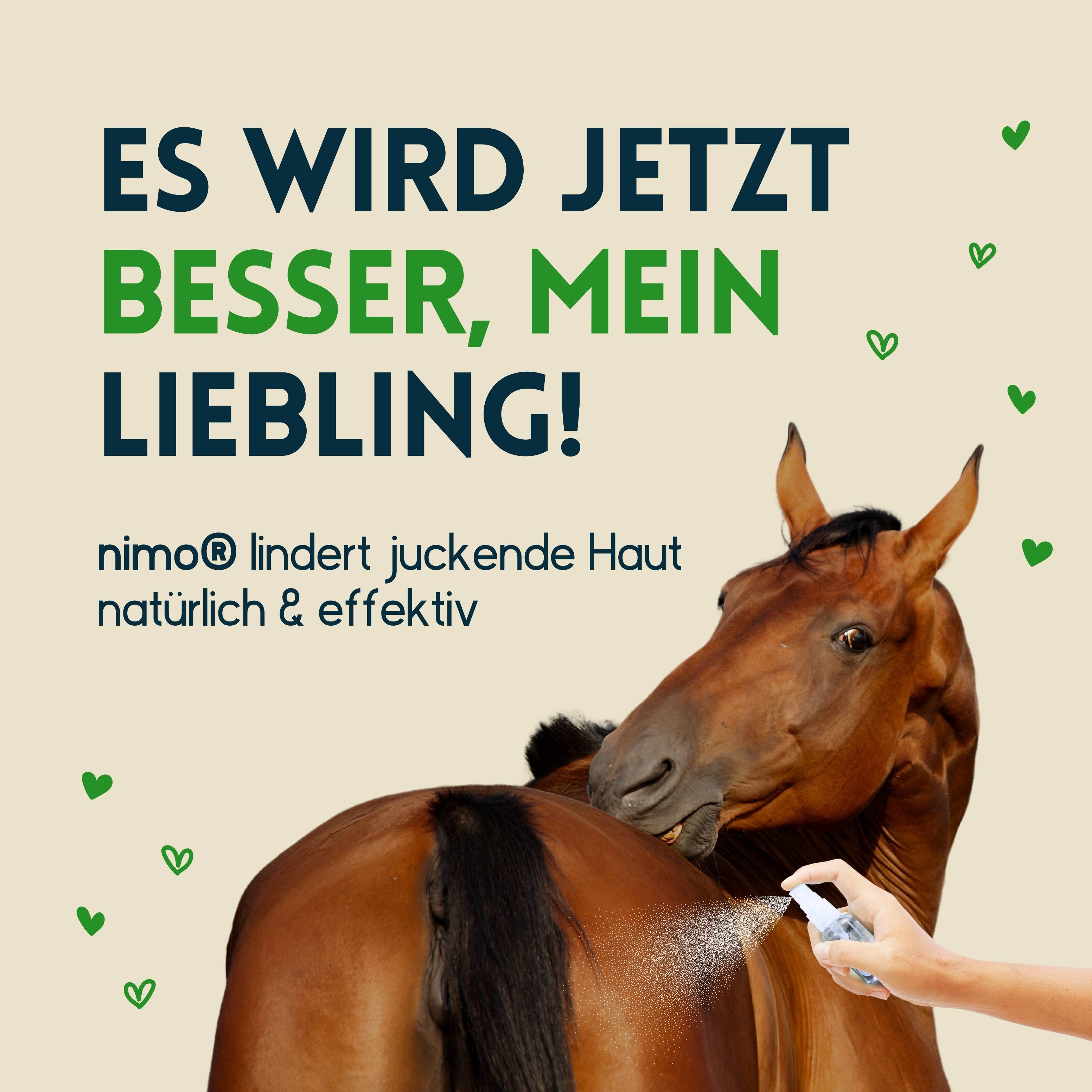 nimo Pferde Hautpflegespray - mit Aloe Vera & Panthenol gegen Juckreiz und gereizte Haut