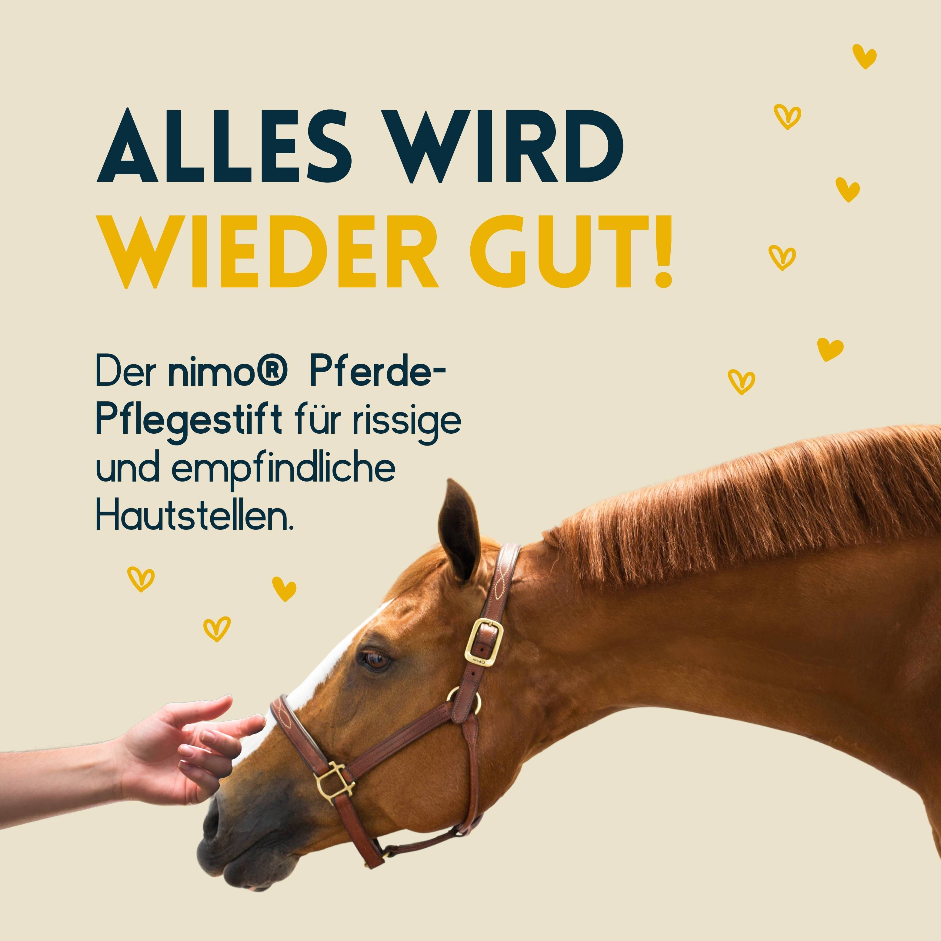nimo Pferde Pflegestift - mit Bienenwachs & Propolis gegen gereizte und trockene Stellen