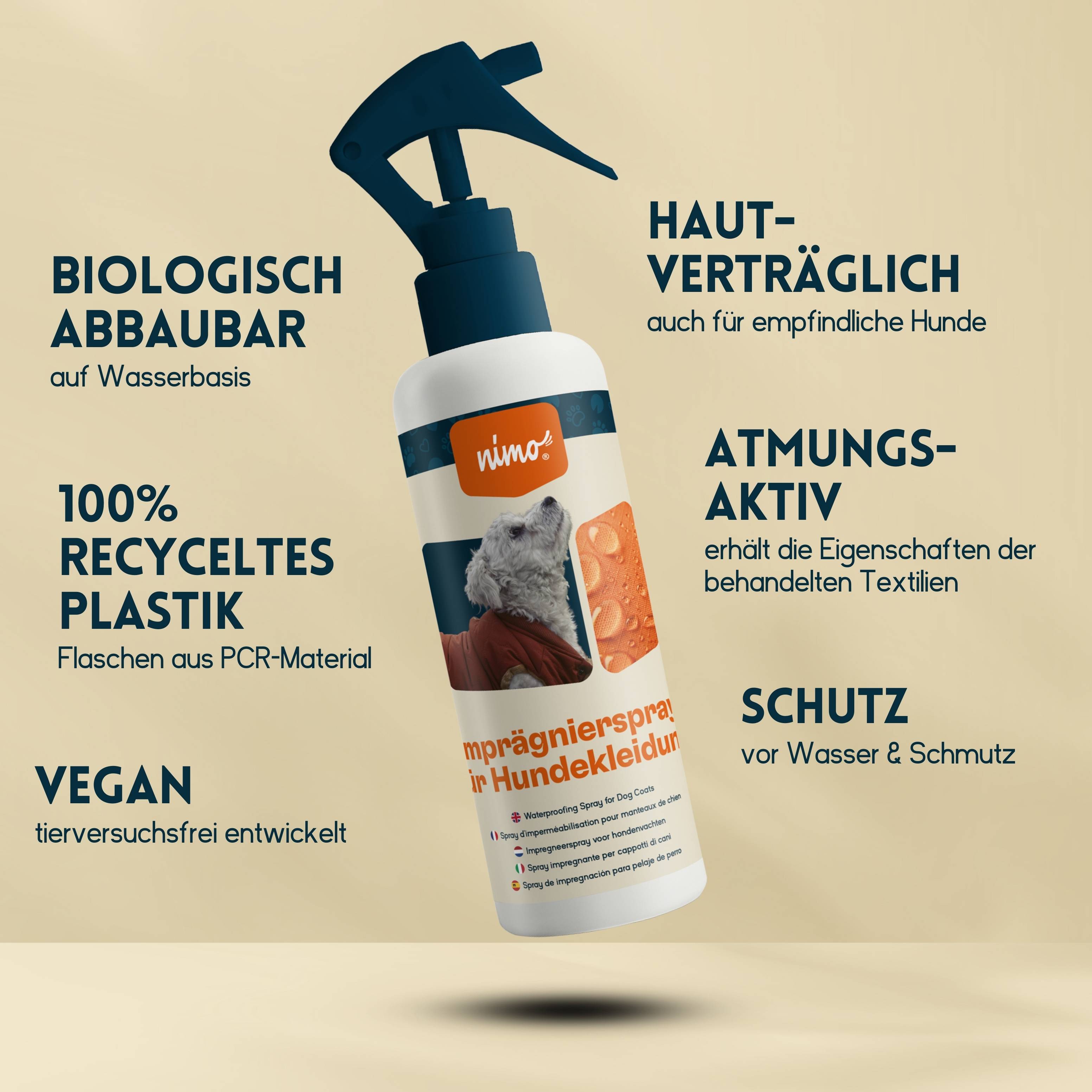 nimo Imprägnierspray für Hundebekleidung - Versiegelung zum Schutz gegen Nässe & Schmutz
