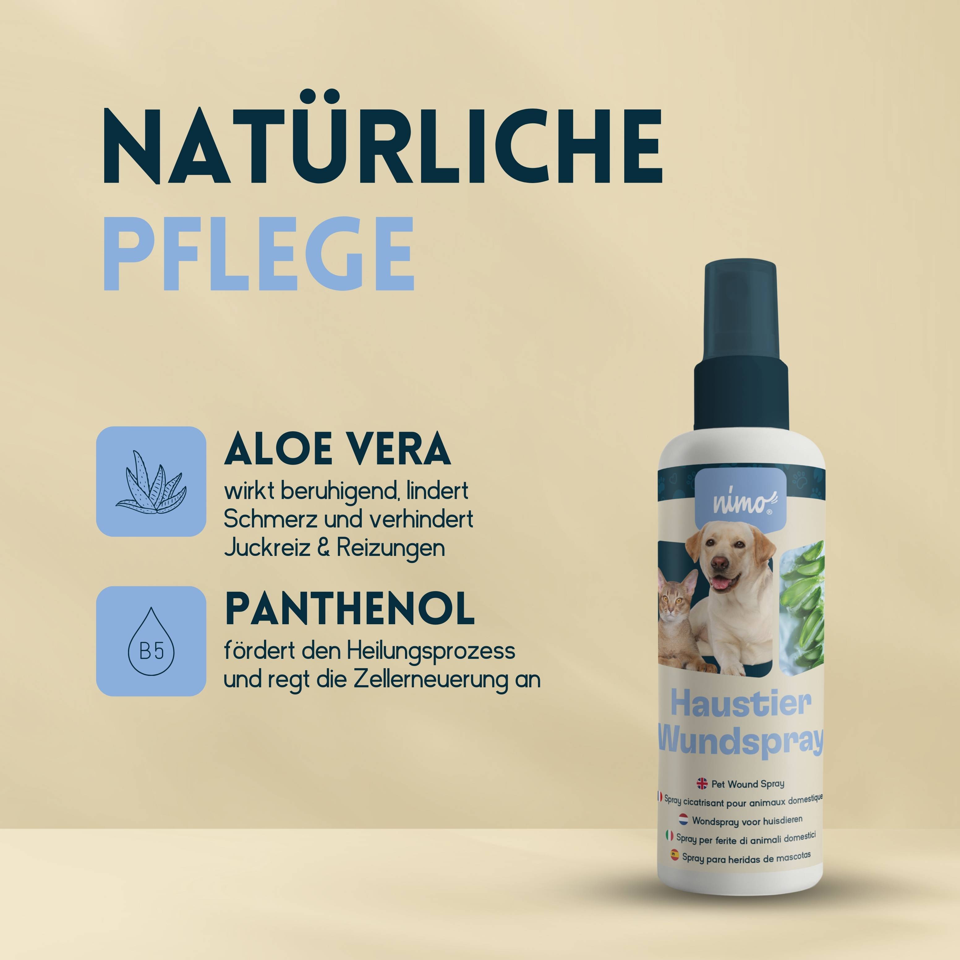 nimo Haustier Wundspray - mit Aloe Vera & Panthenol zur Wundpflege & -heilung