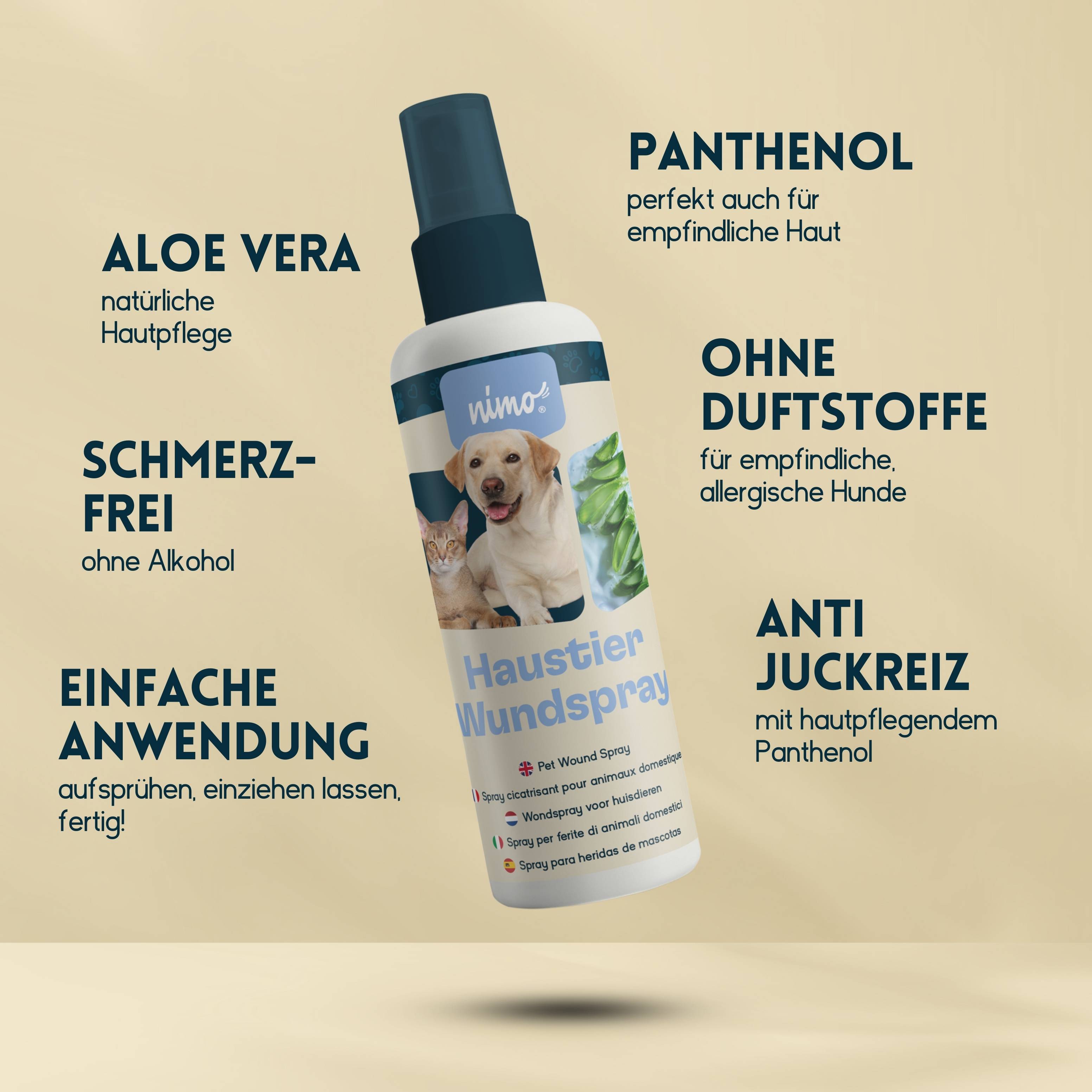 nimo Haustier Wundspray - mit Aloe Vera & Panthenol zur Wundpflege & -heilung