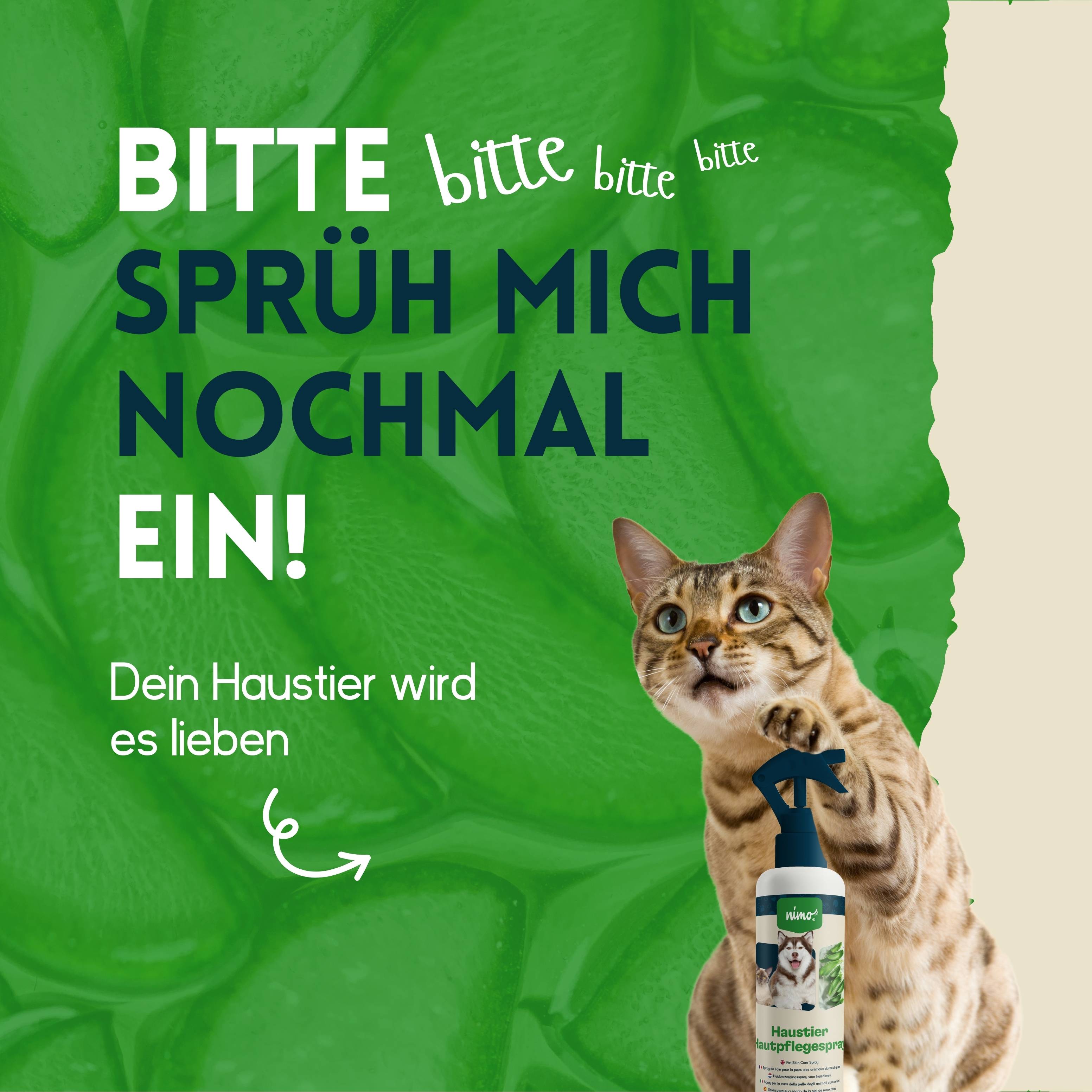 nimo Haustier Hautpflegespray - mit Aloe Vera & Panthenol gegen Juckreiz und gereizte Haut