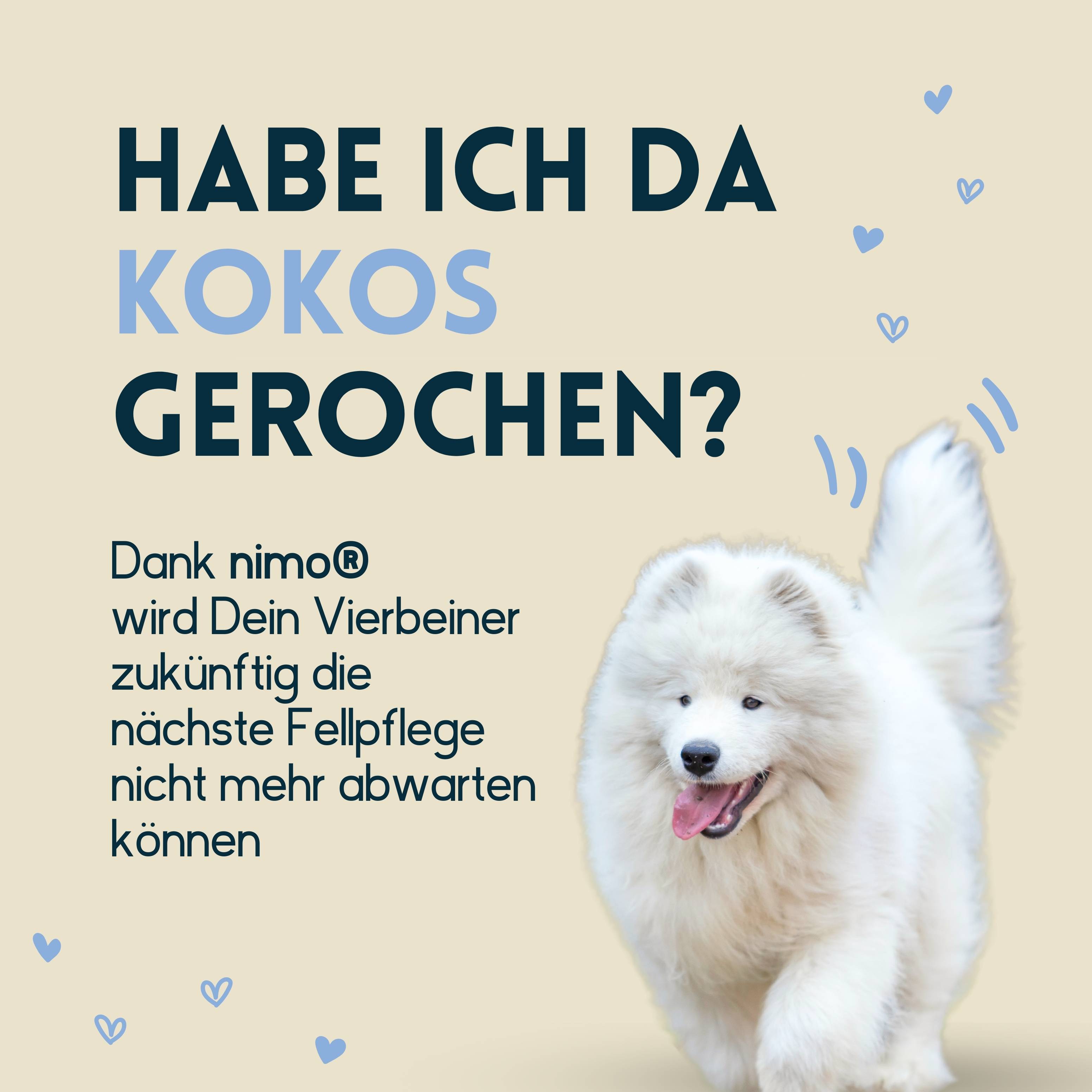nimo Fell Pflegespray Kokos für Hunde & Katzen - verleiht dem Fell Glanz und pflegt es