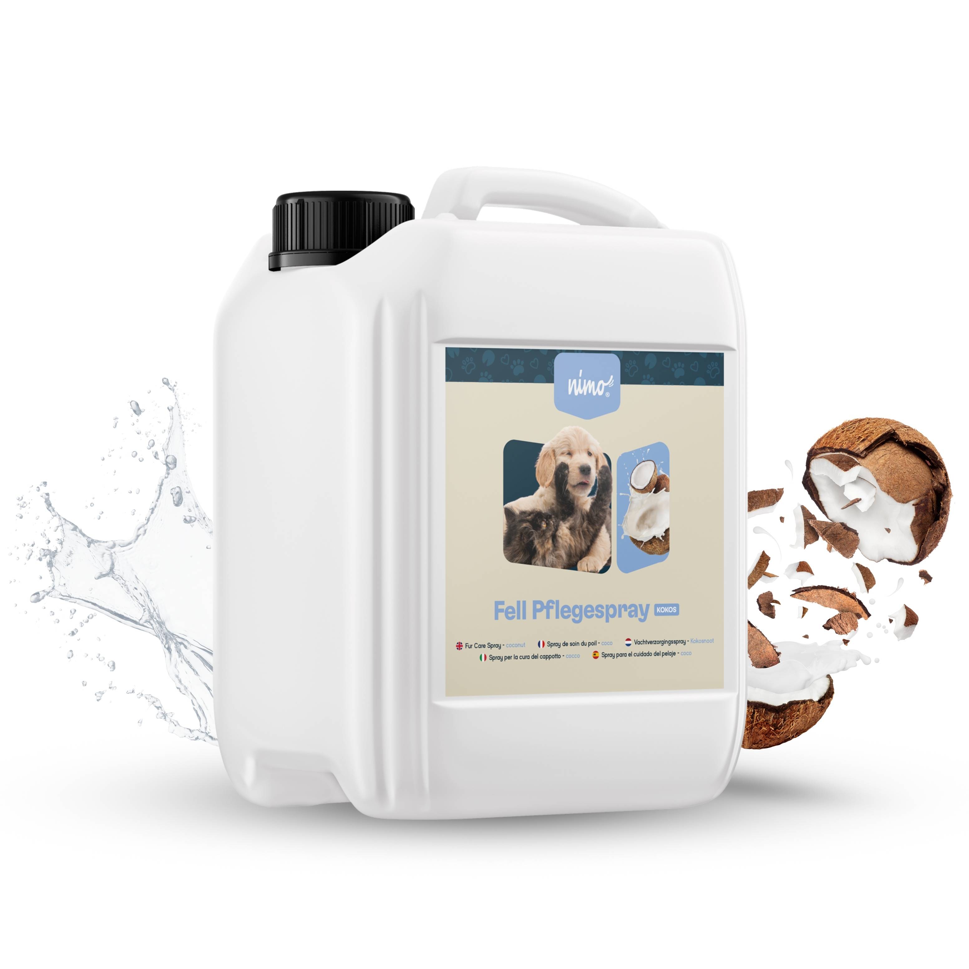 nimo Fell Pflegespray Kokos für Hunde & Katzen - verleiht dem Fell Glanz und pflegt es
