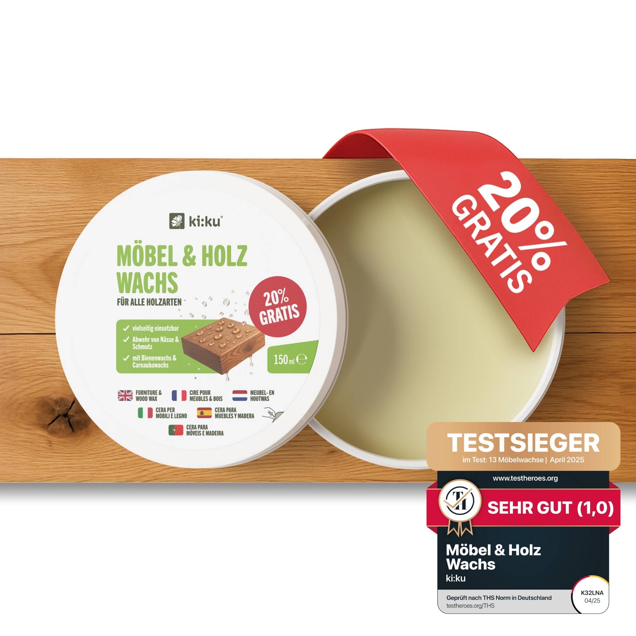 ki:ku Möbel & Holz Wachs - pflegt & schützt alle Holzarten auf natürliche Weise