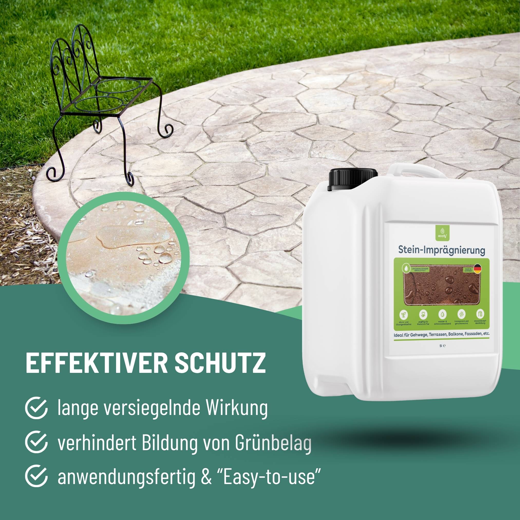 eco:fy Stein-Imprägnierung - Versiegelung gegen Regen und Schmutz
