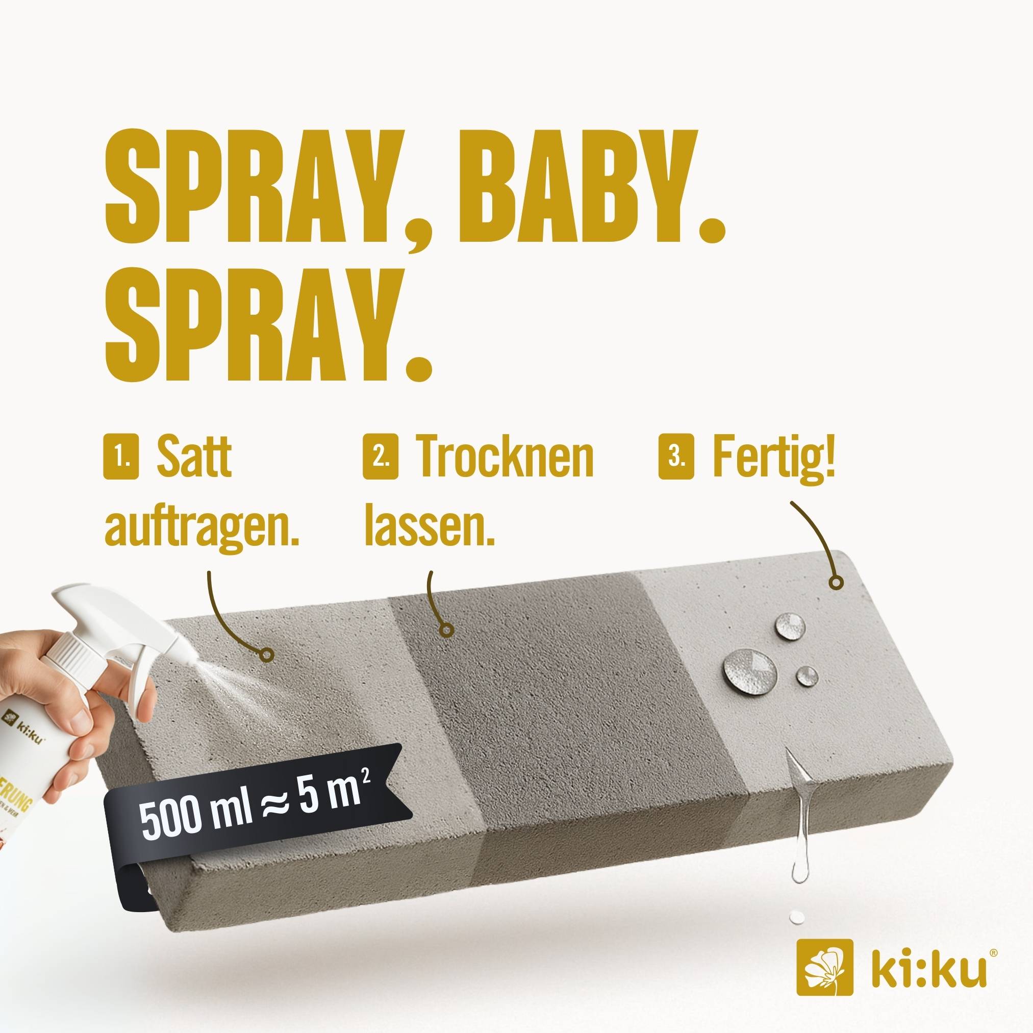 ki:ku Stein Imprägnierung - schützt mineralische Steinflächen vor Nässe & Schmutz