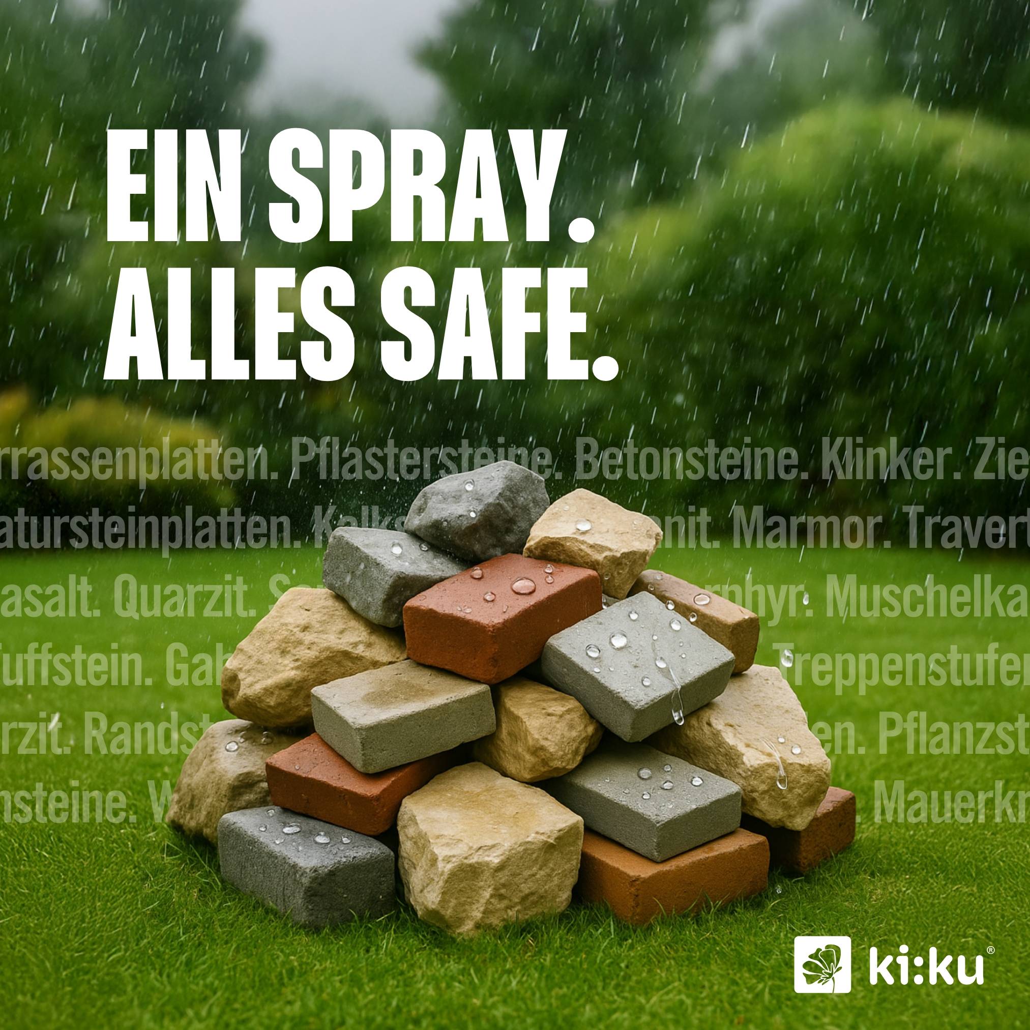 ki:ku Stein Imprägnierung - schützt mineralische Steinflächen vor Nässe & Schmutz