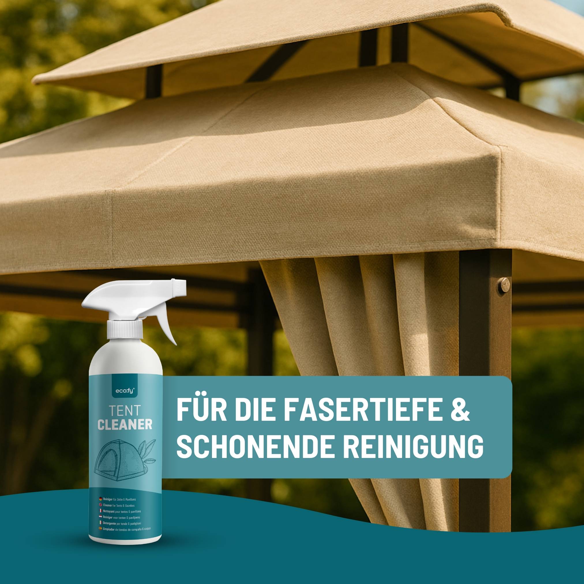 eco:fy Zelt und Pavillon Reiniger - Zeltreiniger für natürliche und synthetische Fasern