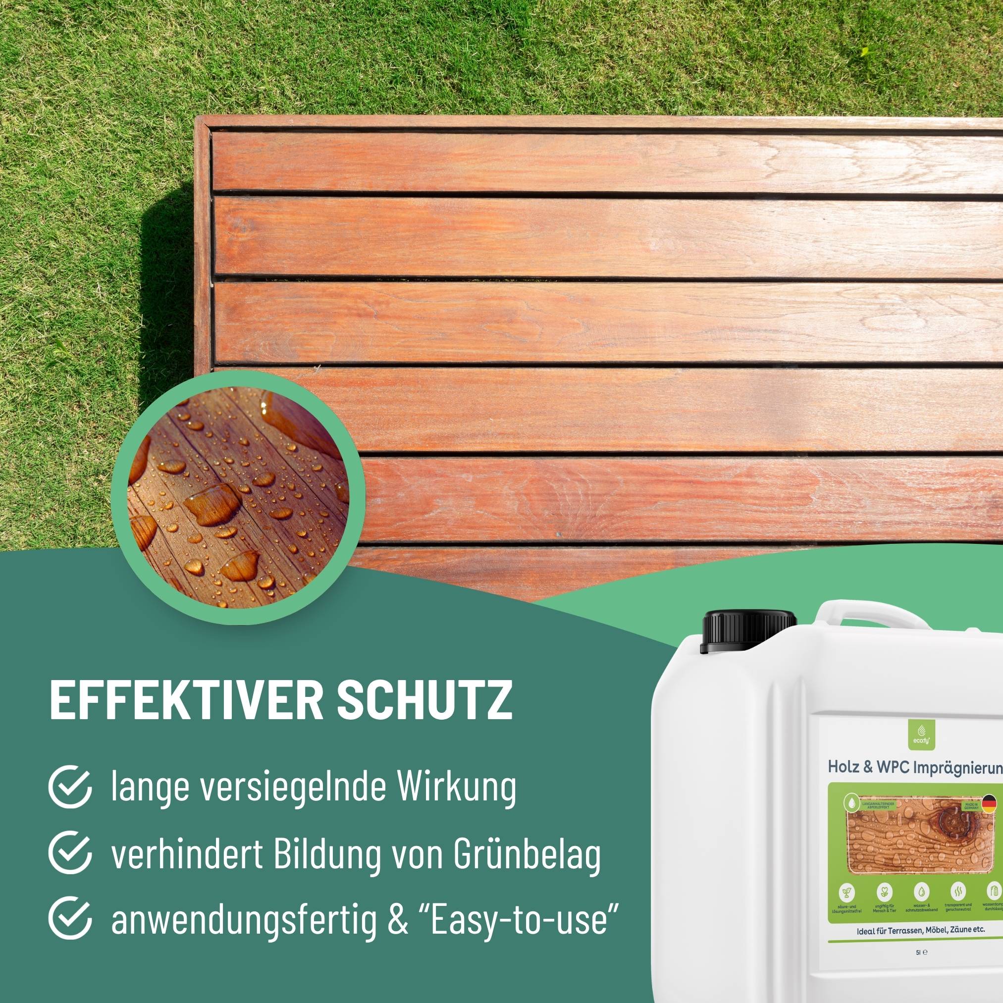 eco:fy Holz- & WPC-Imprägnierung - Versiegelung gegen Grünbelag und Verschmutzungen