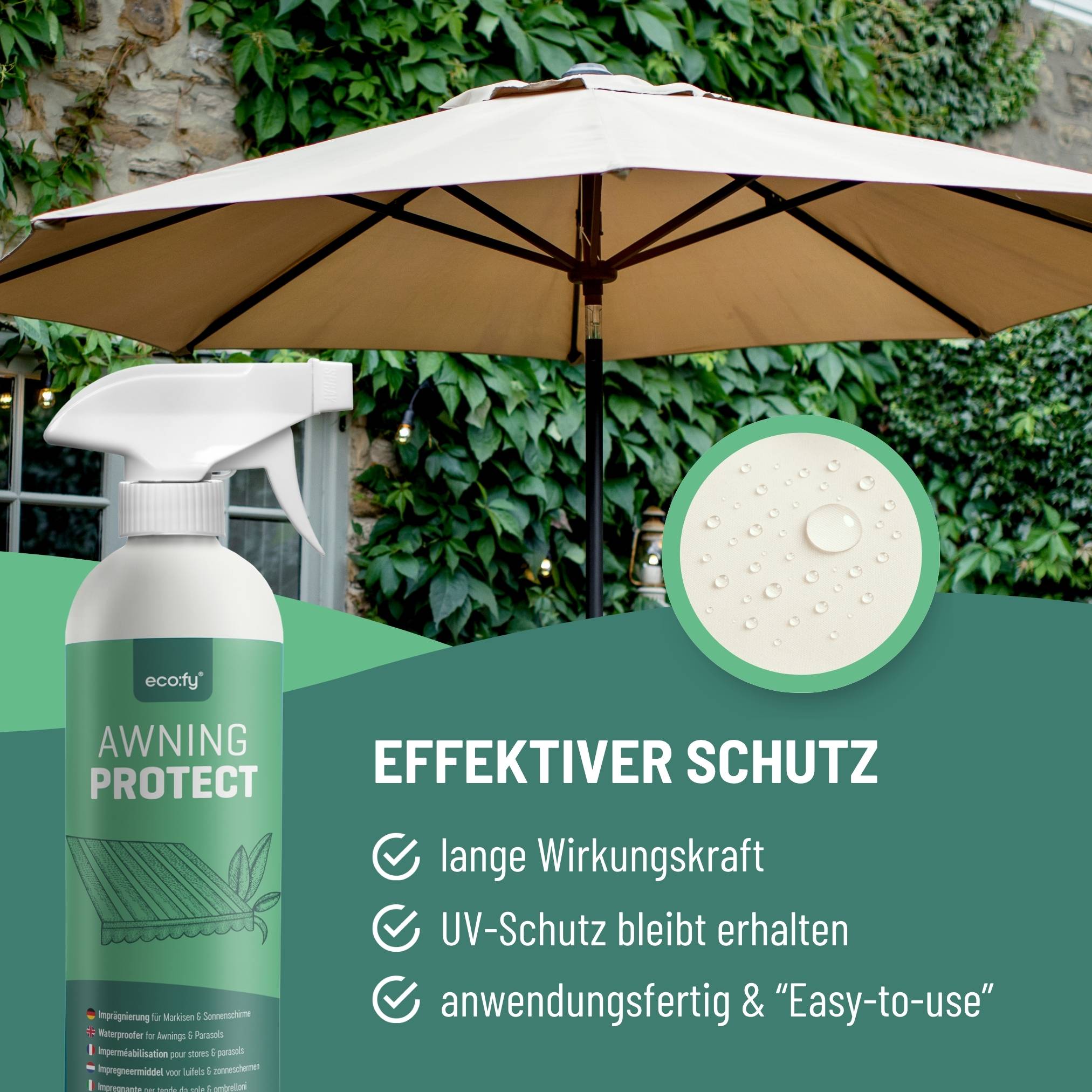 eco:fy Markisen- & Sonnenschirm-Imprägnierspray - nachhaltiger Schutz