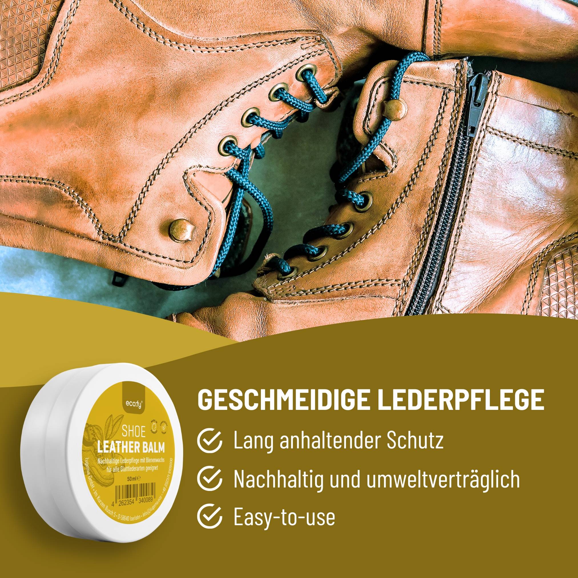 eco:fy Veganes Schuh-Lederbalsam - mit Microfasertuch - Lederpflege