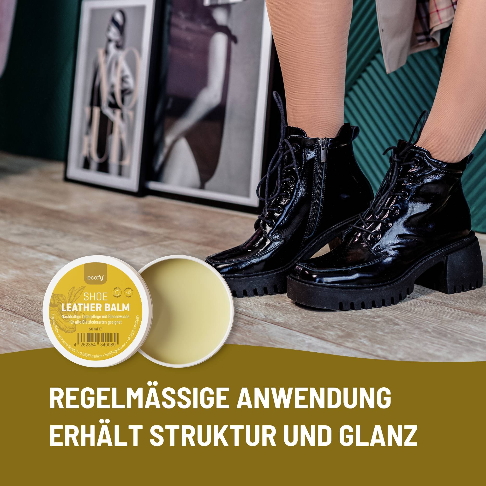 eco:fy Veganes Schuh-Lederbalsam - mit Microfasertuch - Lederpflege