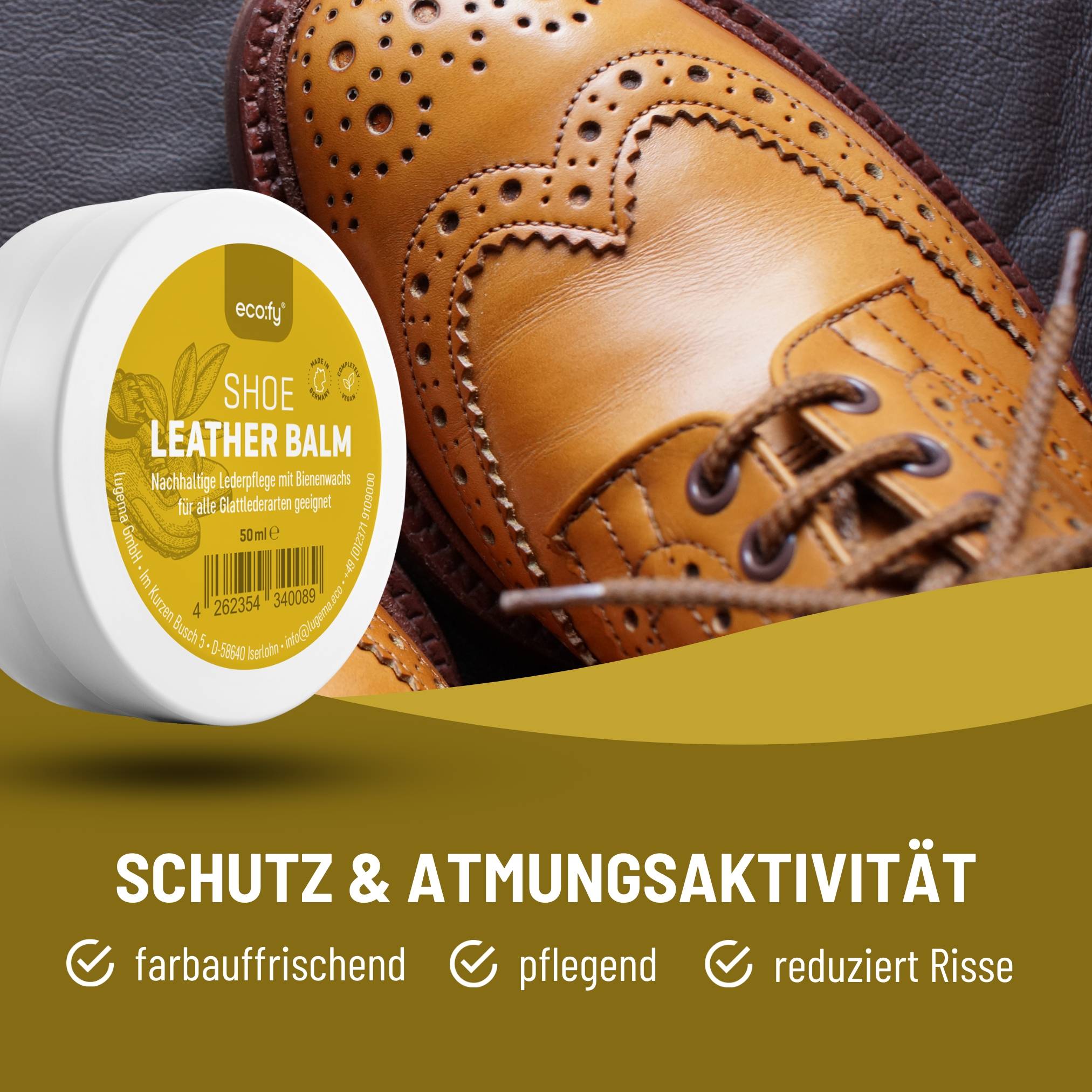 eco:fy Veganes Schuh-Lederbalsam - mit Microfasertuch - Lederpflege