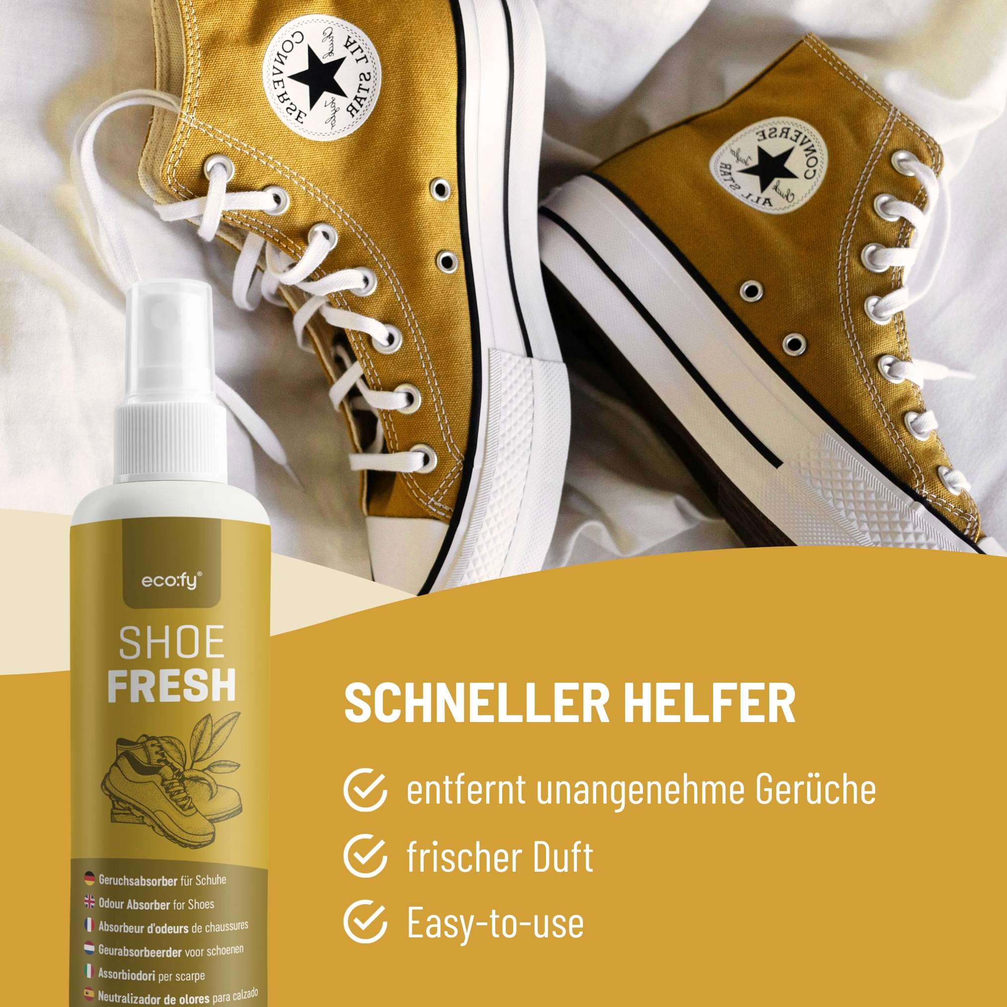 eco:fy Schuh-Geruchsabsorber - Geruchsentferner gegen unangenehme Gerüche in Schuhen