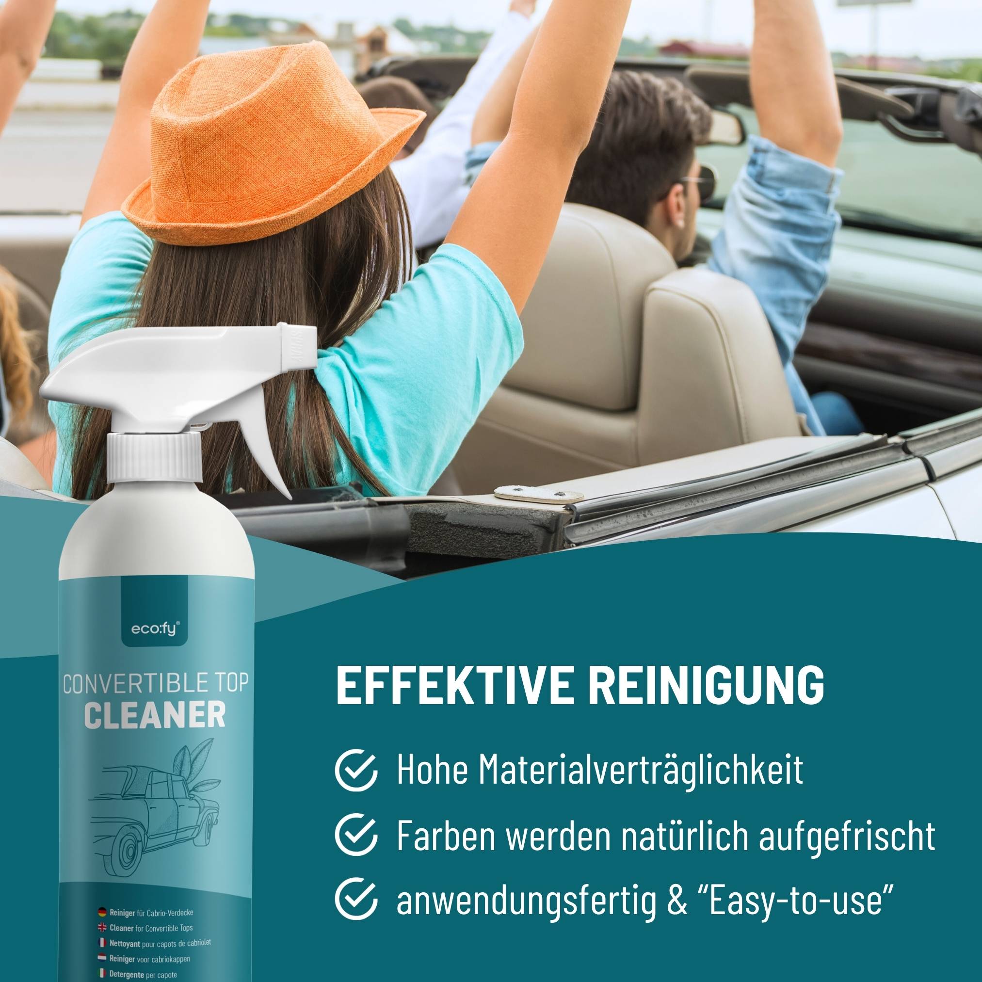eco:fy Cabrio-Verdeck-Reiniger - nachhaltige Reinigung von Verschmutzungen