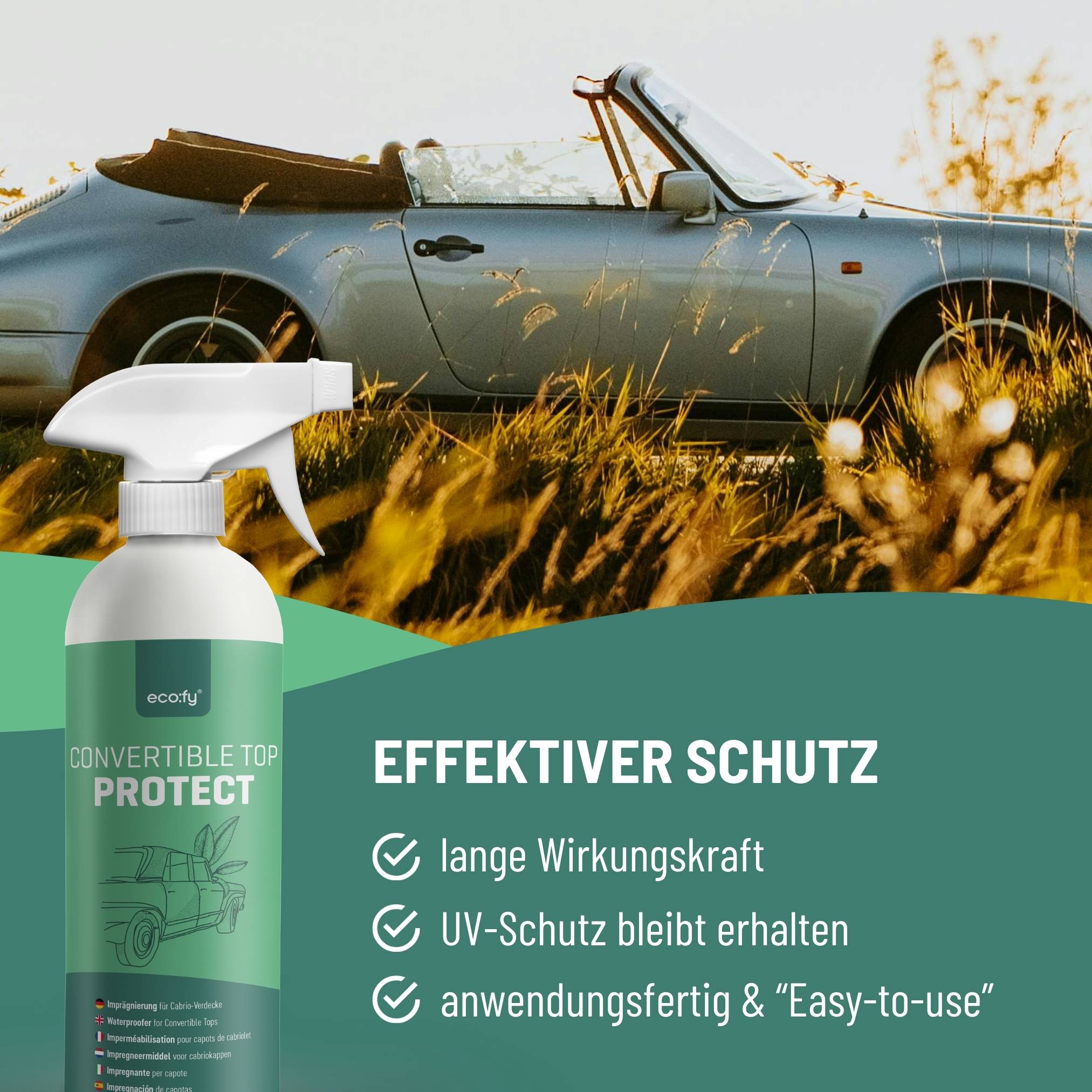 eco:fy Cabrio-Verdeck-Imprägnierung - wasserabweisende Behandlung für das Dach