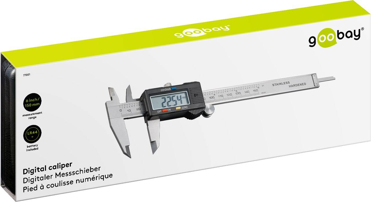 10X Fixpoint 77001 Digital Messschieber 150 mm / 6-Zoll - für präzise Aussen-, Tiefen-, und Stufenmessungen
