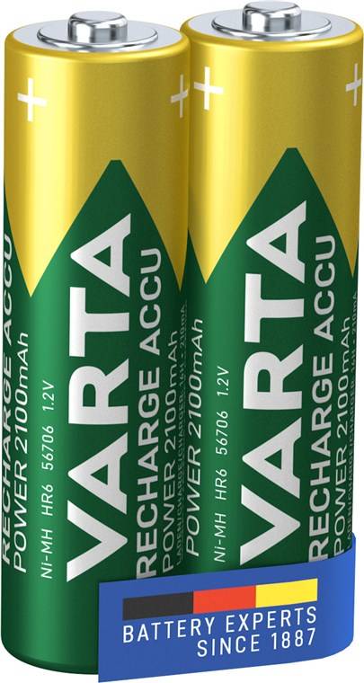 10X Varta 48077 Ready to Use AA (Mignon)/HR6 (56706) - 2100 mAh, 2 Stk. Blister - LSD-NiMH Akku (Ready-to-Use), 1,2 V