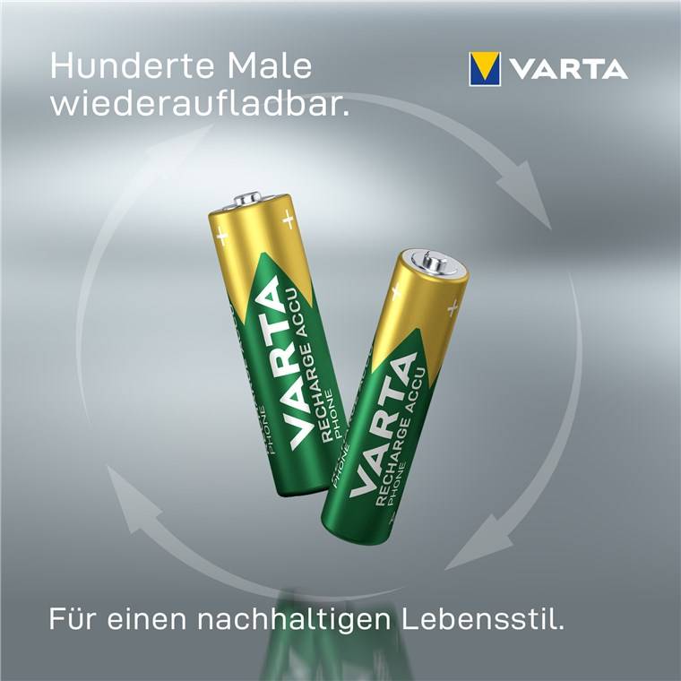 10X Varta 48094 Phone Power AAA (Micro)/HR03 (58398) - 800 mAh - Nickel-Metallhydrid Akku (NiMH), 1,2 V