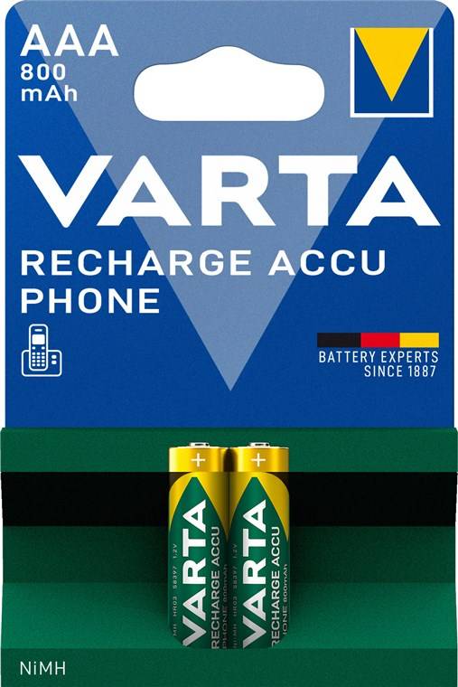 10X Varta 48094 Phone Power AAA (Micro)/HR03 (58398) - 800 mAh - Nickel-Metallhydrid Akku (NiMH), 1,2 V