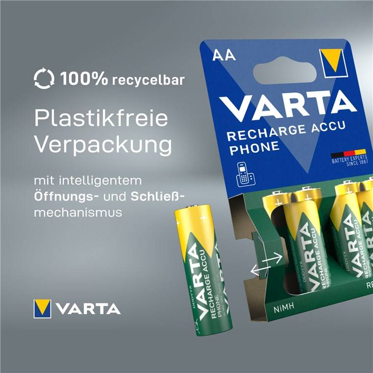 10X Varta 48094 Phone Power AAA (Micro)/HR03 (58398) - 800 mAh - Nickel-Metallhydrid Akku (NiMH), 1,2 V