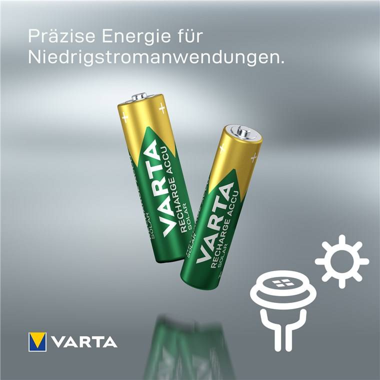 10X Varta 44146 Solar Rechargeable AAA (Micro)/HR03 (56733) - 550 mAh - Nickel-Metallhydrid Akku (NiMH), 1,2 V