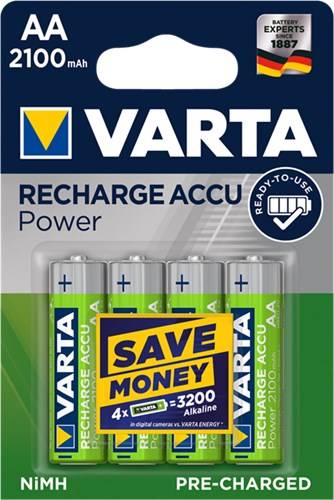 100X Varta 43462 Ready to Use AA (Mignon)/HR6 (56706) - 2100 mAh, 4 Stk. Blister - LSD-NiMH Akku (Ready-to-Use), 1,2 V
