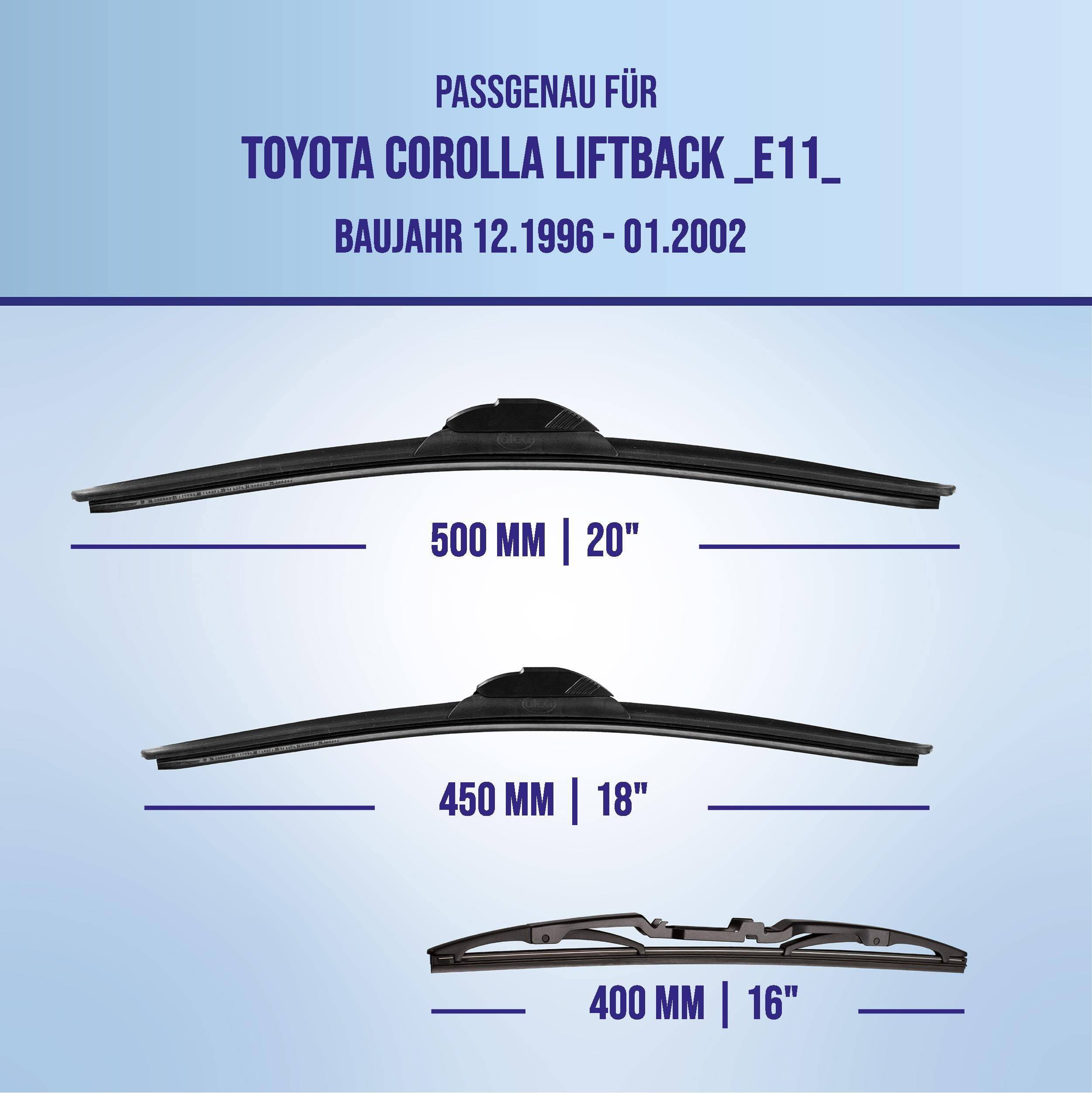 alca® Scheibenwischer Komplettset für TOYOTA COROLLA Liftback 12.1996 - 01.2002, SUPER FLAT