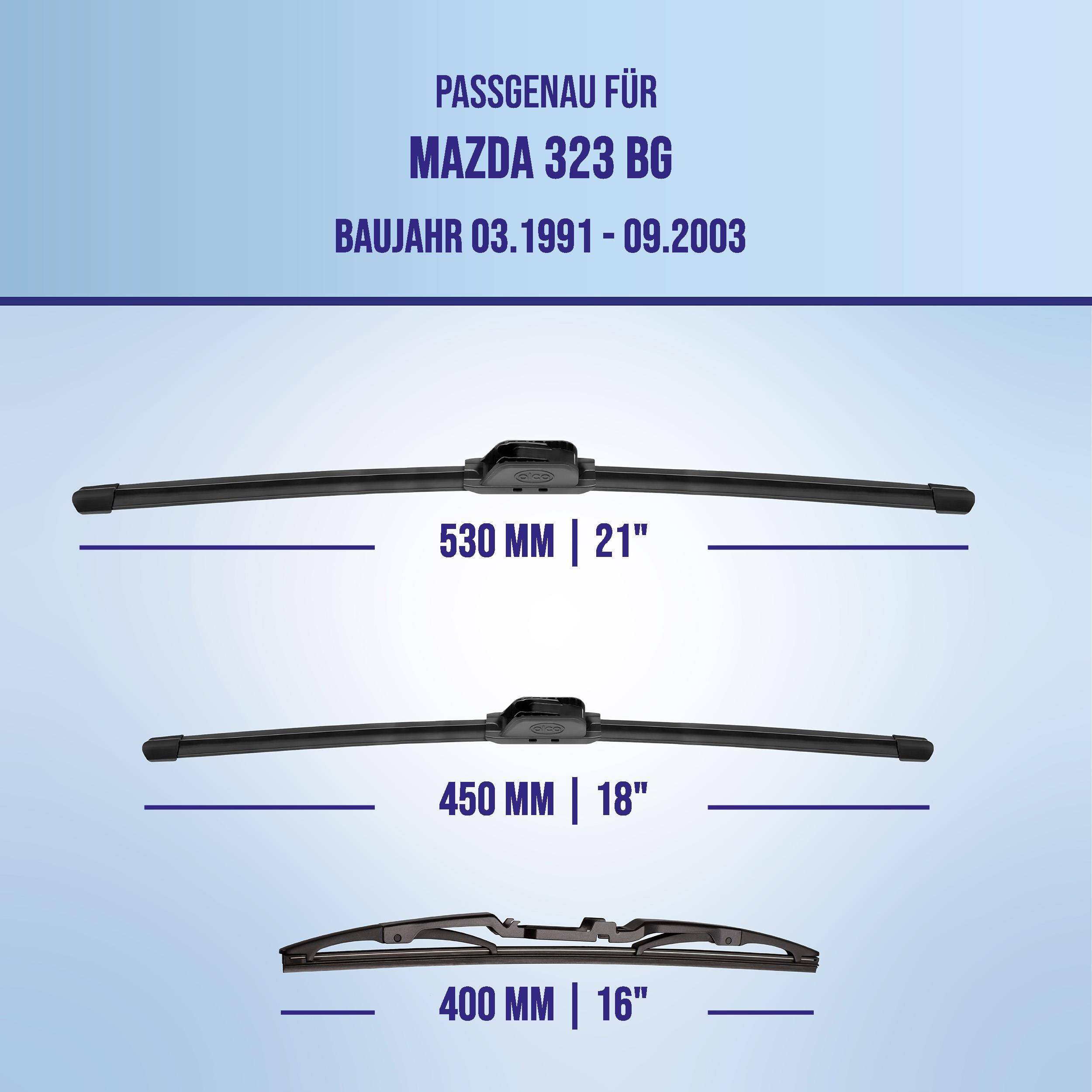 alca® Scheibenwischer Komplettset für MAZDA 323 03.1991 - 09.2003, U-FLAT Flachbalkenwischer,