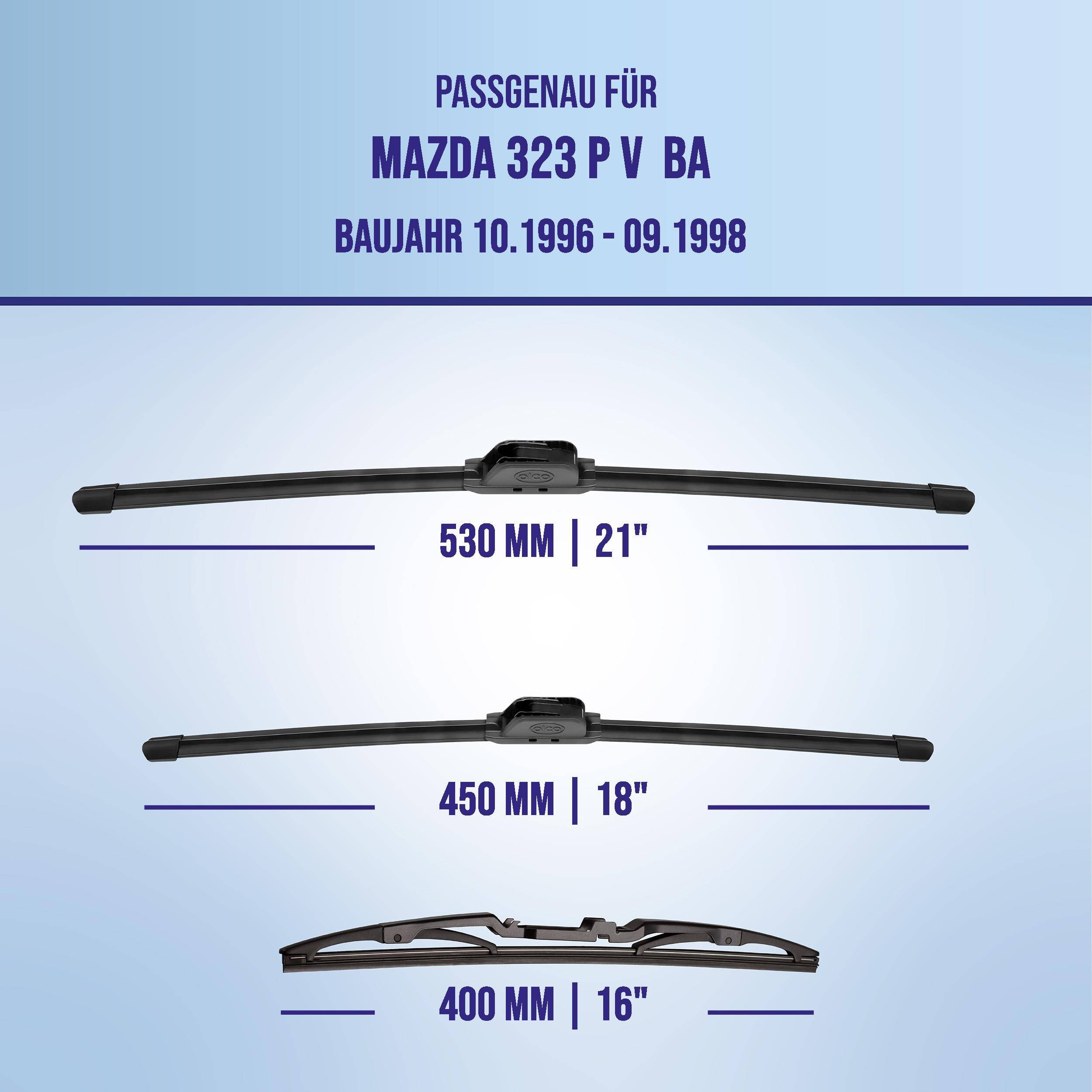 alca® Scheibenwischer Komplettset für MAZDA 323 P V 10.1996 - 09.1998, U-FLAT Flachbalkenwischer,