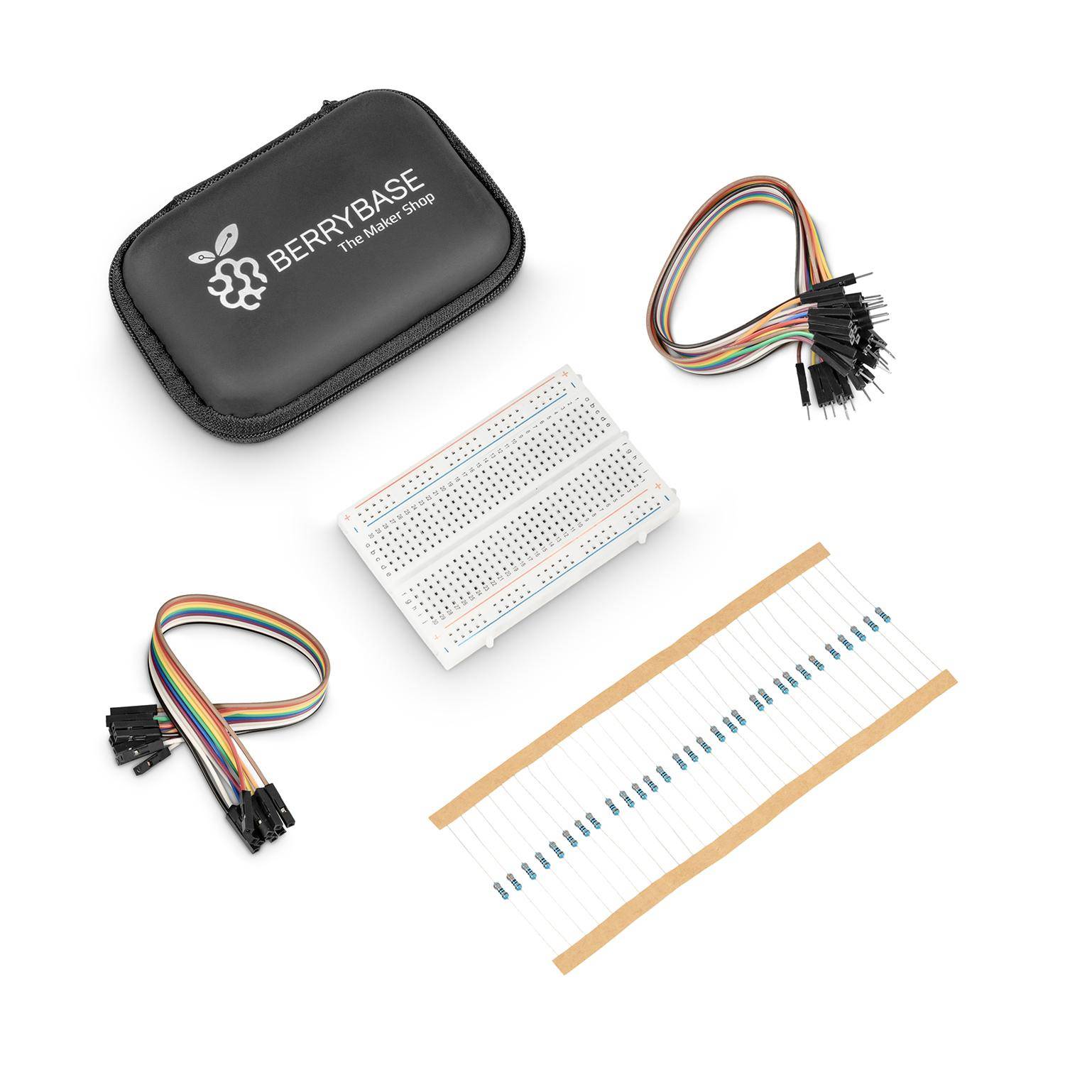 Elektronik Projekt-Kit mit Breadboard, Jumperkabeln, LEDs, Tastern, Buzzer, Widerständen & Tasche