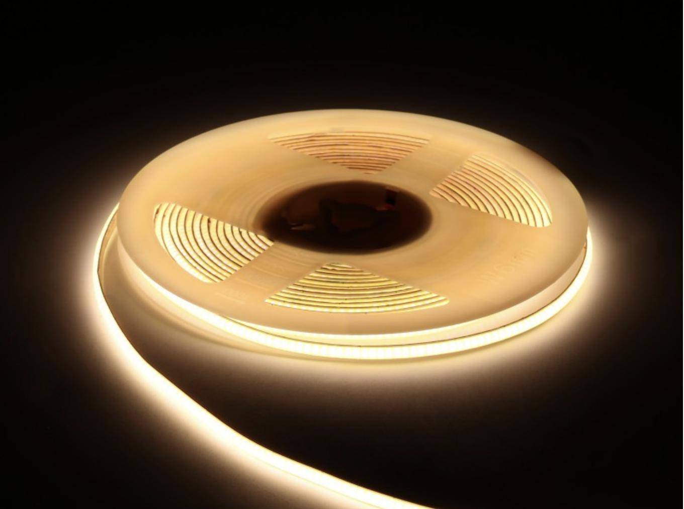 Waveshare 4000K COB-Soft-Light-Strip, einfarbig, kürzbar, 480 LEDs/m, 5m Länge, 12V - Lichtstreifenbreite: 4 mm